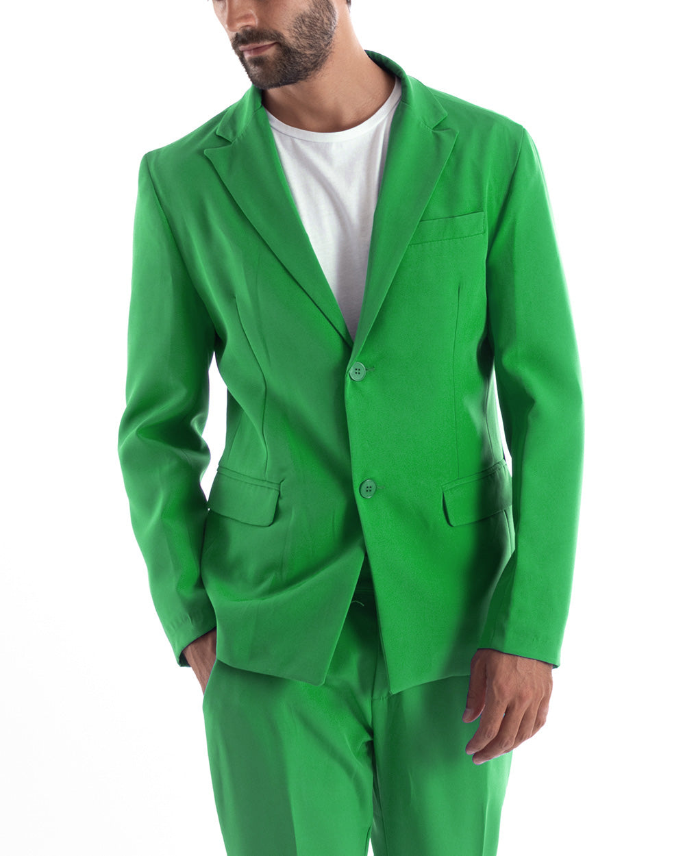 Abito Uomo Monopetto Vestito Viscosa Completo Giacca Pantaloni Verde Menta Elegante Cerimonia GIOSAL-OU2172A