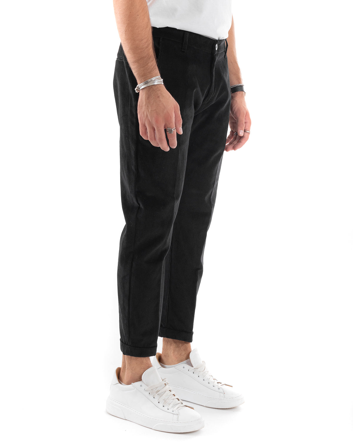 Abito Uomo Monopetto Vestito Velluto Completo Giacca Pantaloni Nero Elegante Cerimonia GIOSAL-OU2187A