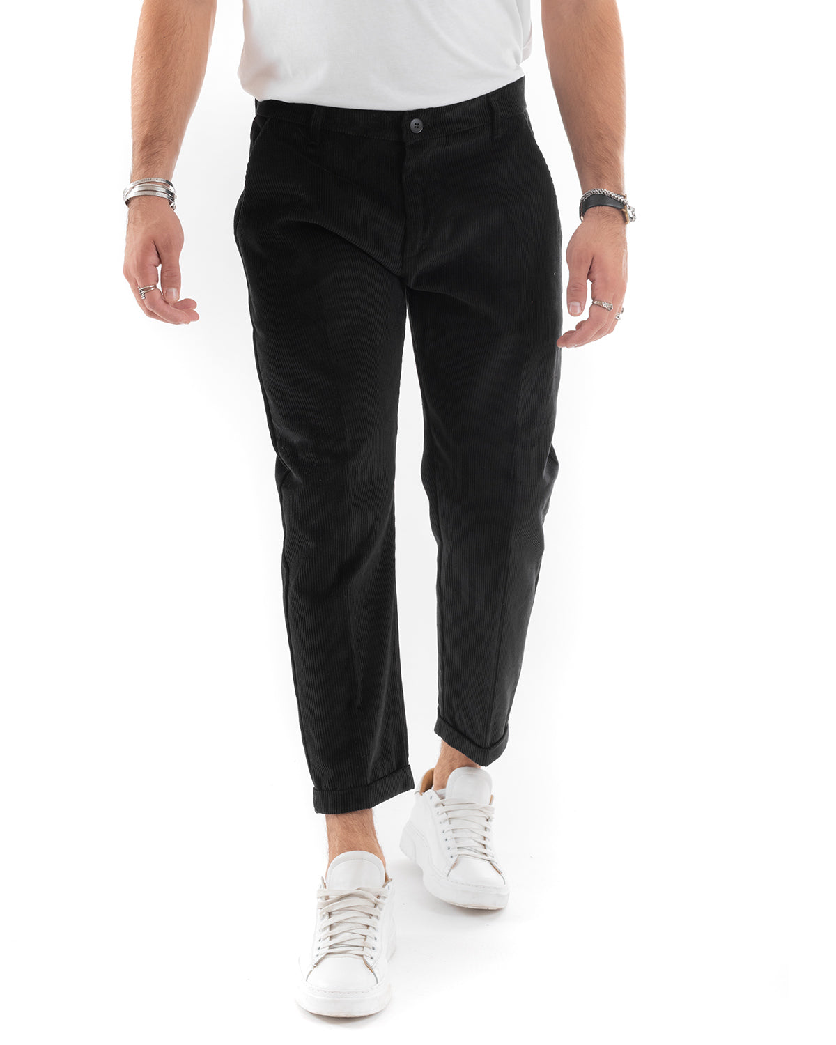 Abito Uomo Monopetto Vestito Velluto Completo Giacca Pantaloni Nero Elegante Cerimonia GIOSAL-OU2187A