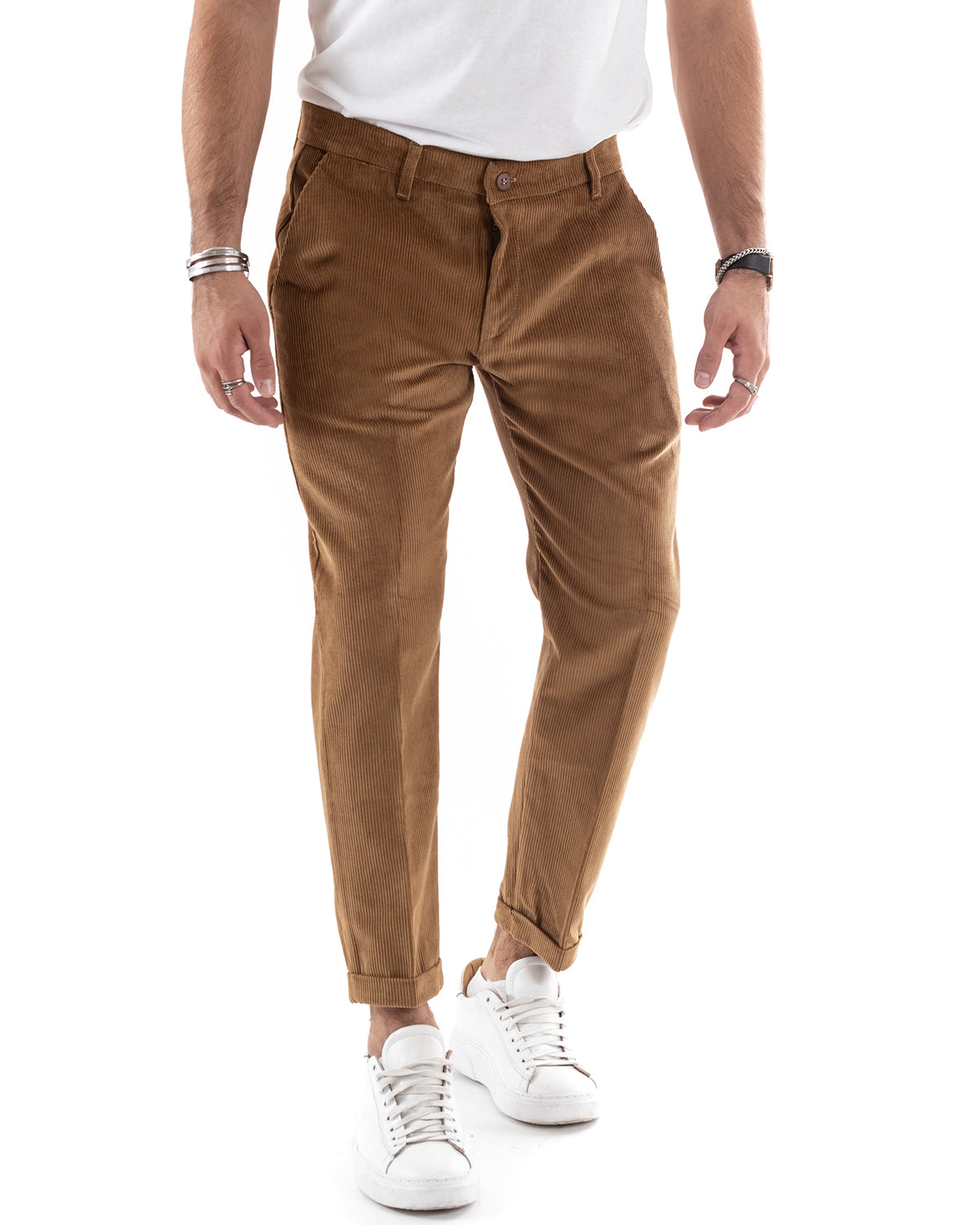 Abito Uomo Monopetto Vestito Velluto Completo Giacca Pantaloni Camel Elegante Cerimonia GIOSAL-OU2188A