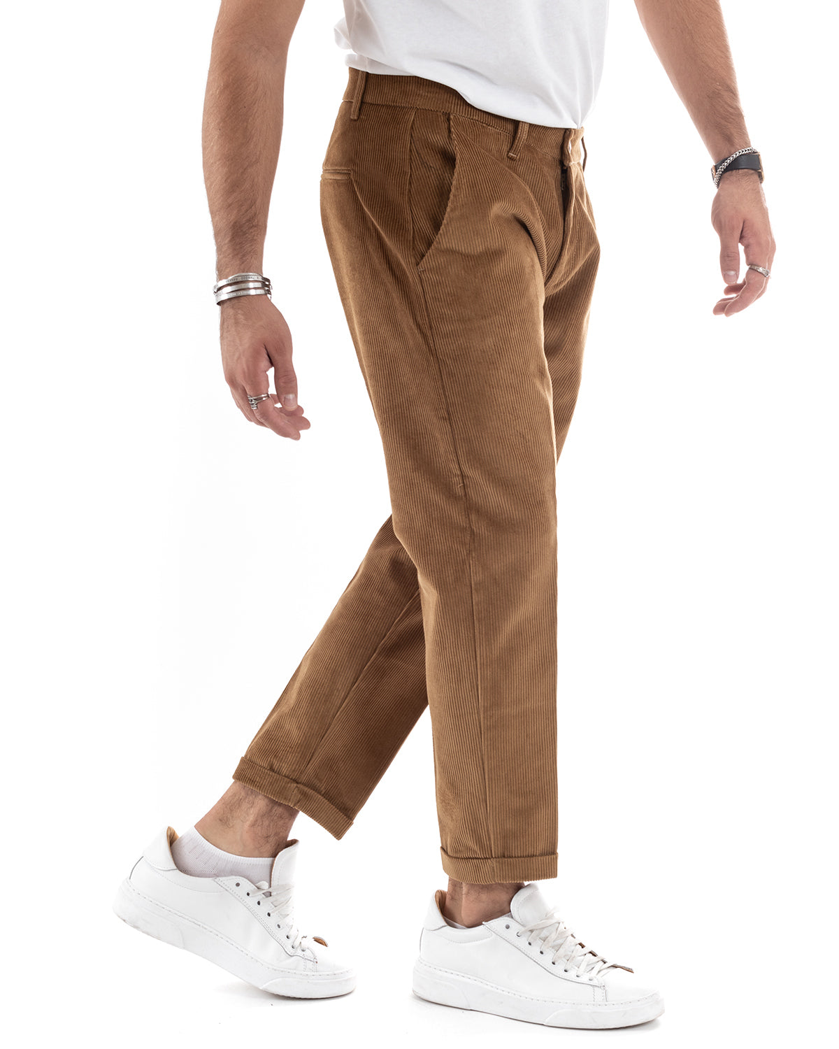 Abito Uomo Monopetto Vestito Velluto Completo Giacca Pantaloni Camel Elegante Cerimonia GIOSAL-OU2188A