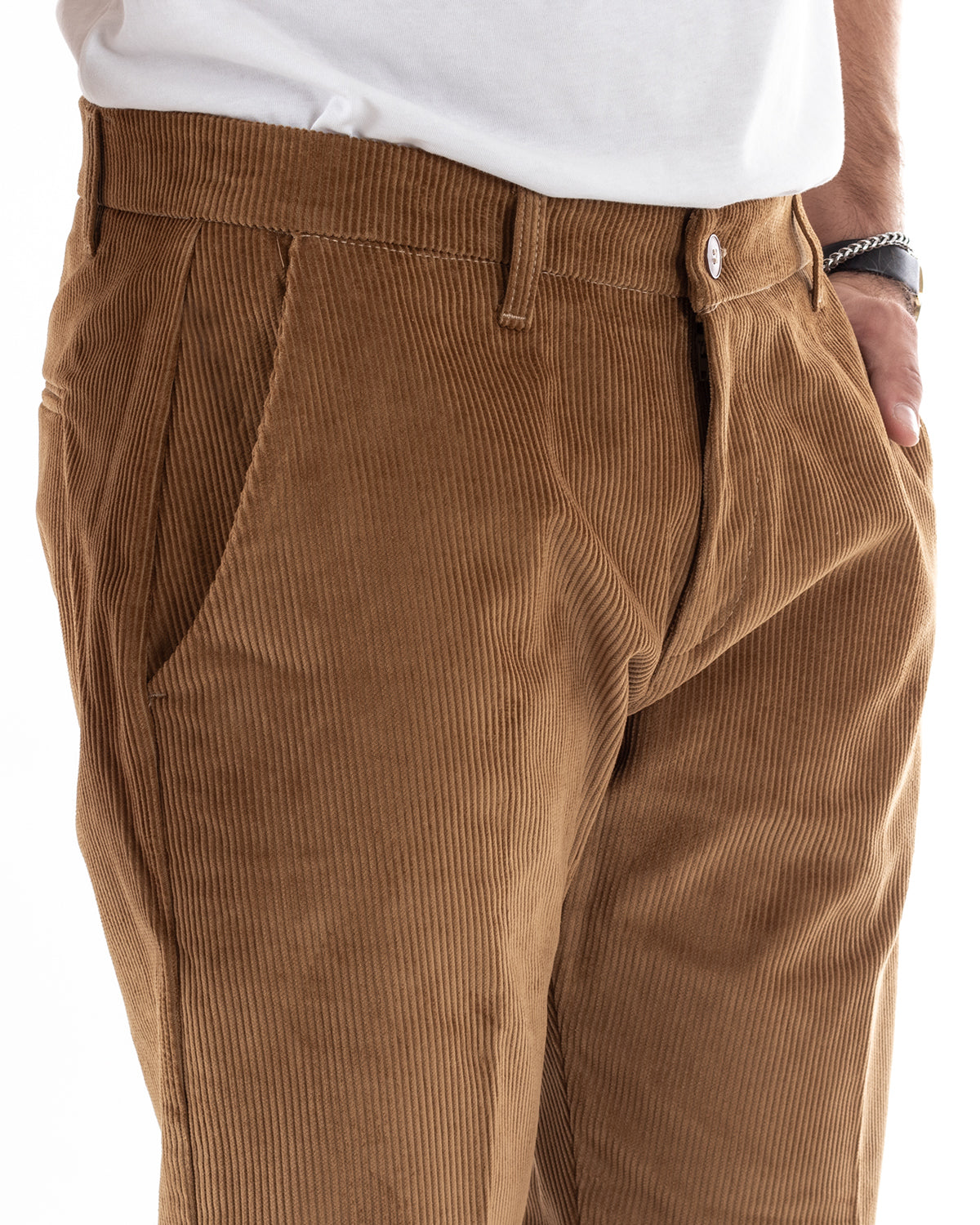 Abito Uomo Monopetto Vestito Velluto Completo Giacca Pantaloni Camel Elegante Cerimonia GIOSAL-OU2188A