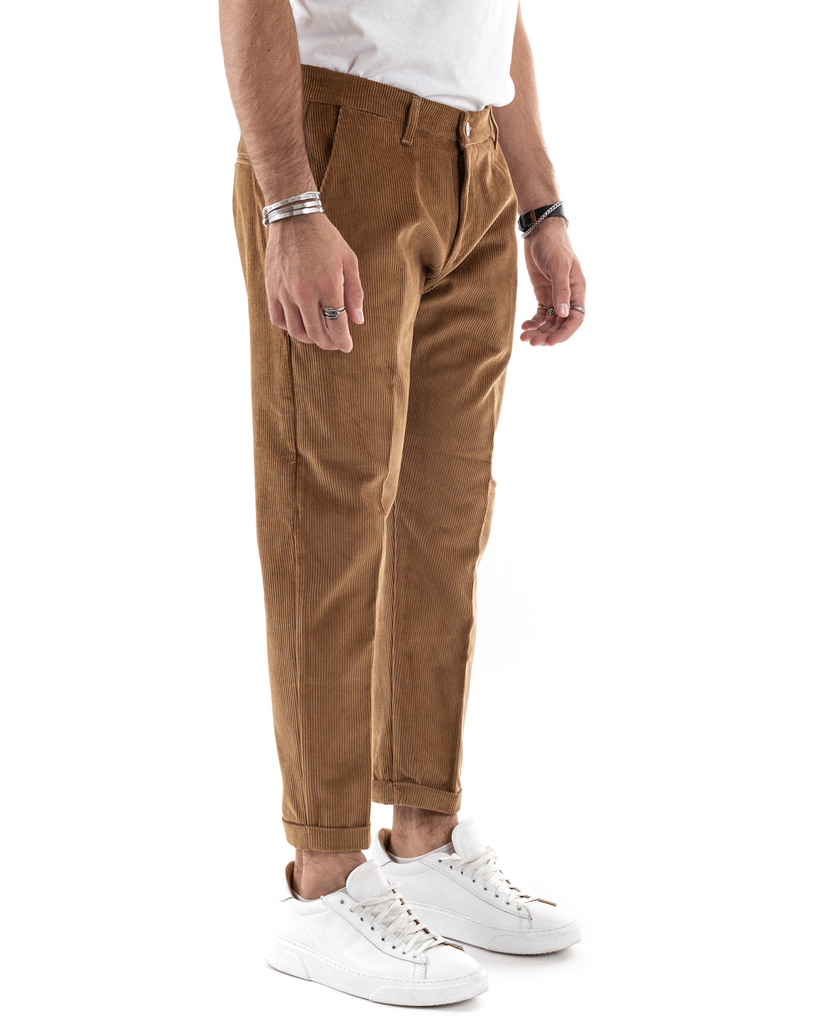 Abito Uomo Monopetto Vestito Velluto Completo Giacca Pantaloni Camel Elegante Cerimonia GIOSAL-OU2188A