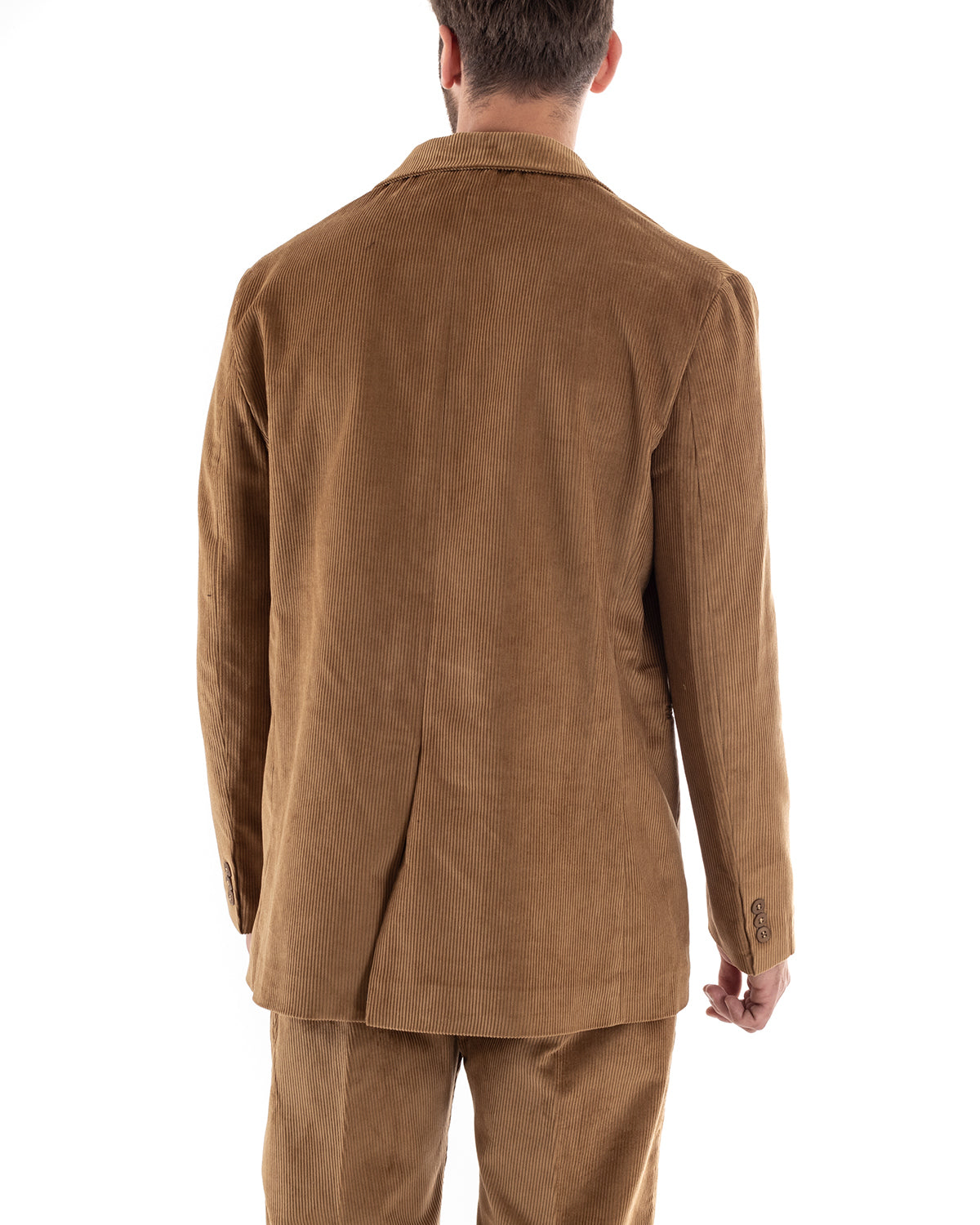 Abito Uomo Doppiopetto Vestito Velluto Completo Giacca Pantaloni Camel Elegante Cerimonia GIOSAL-OU2193A