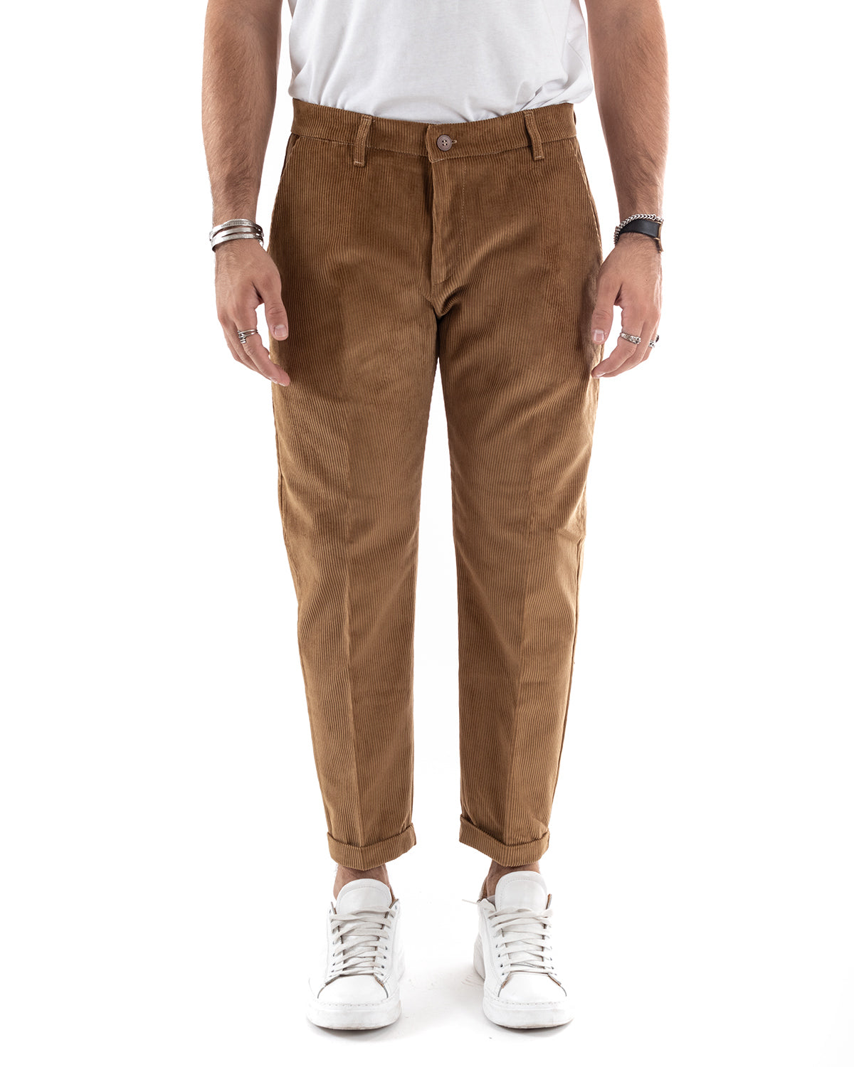 Abito Uomo Doppiopetto Vestito Velluto Completo Giacca Pantaloni Camel Elegante Cerimonia GIOSAL-OU2193A