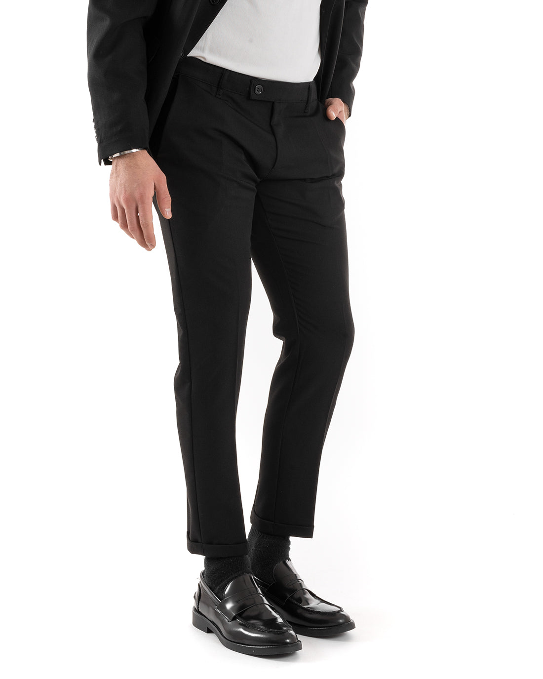 Abito Uomo Monopetto Completo Viscosa Sartoriale Giacca Pantaloni Nero Elegante Casual GIOSAL-OU2238A