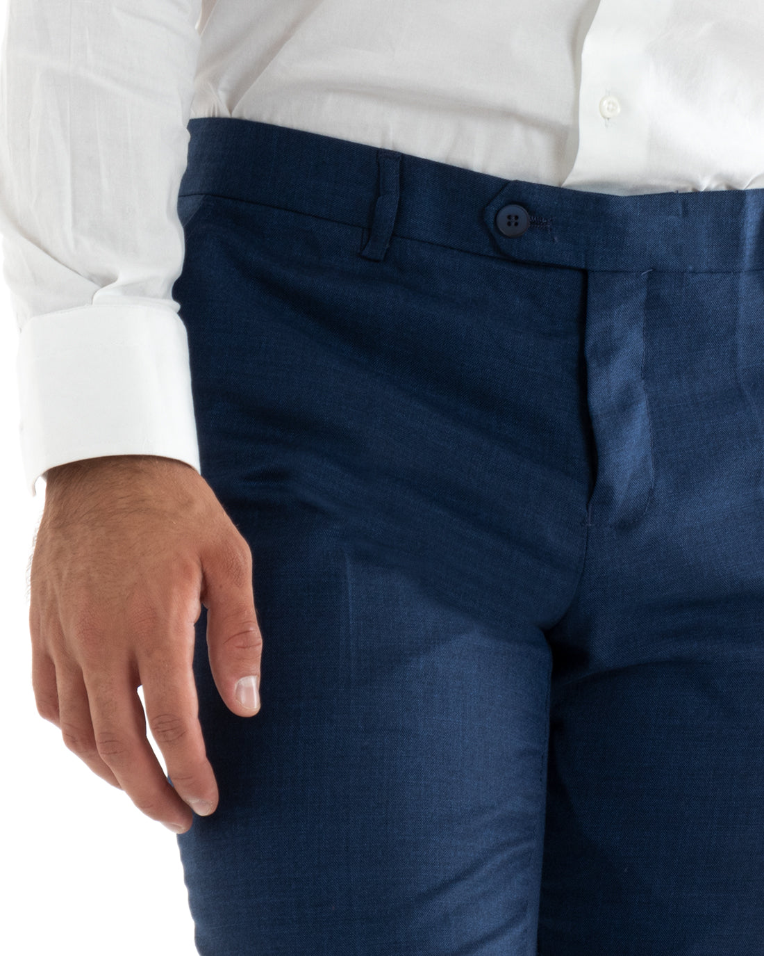 Abito Uomo Monopetto Vestito Completo Giacca Pantaloni Blu Melangiato Elegante Casual GIOSAL-OU2401A