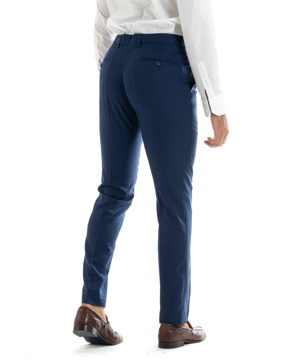 Abito Uomo Monopetto Vestito Completo Giacca Pantaloni Blu Melangiato Elegante Casual GIOSAL-OU2401A