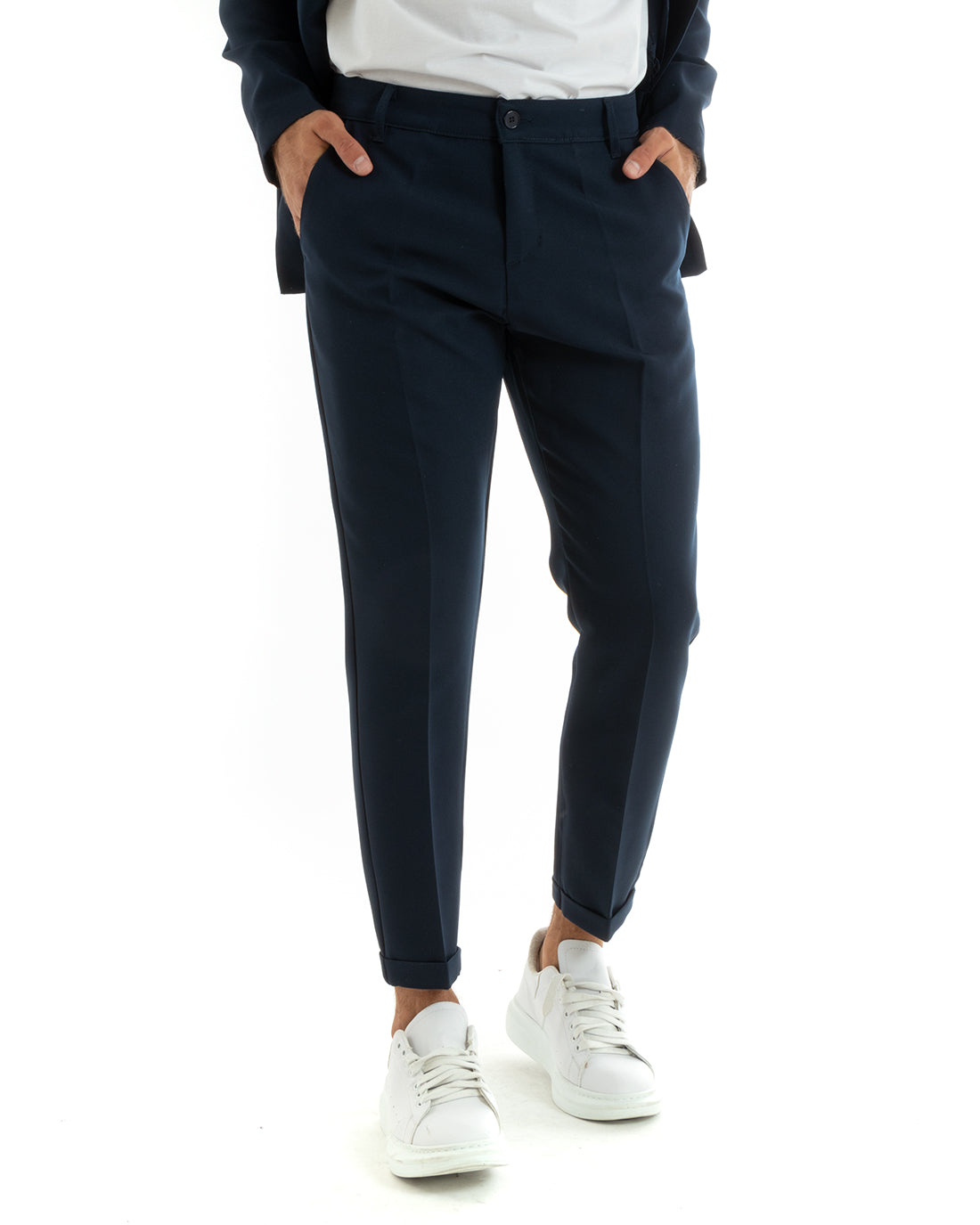Men's Single-Breasted Suit Viscose Complete Jacket Trousers Blue GIOSAL-OU2406A