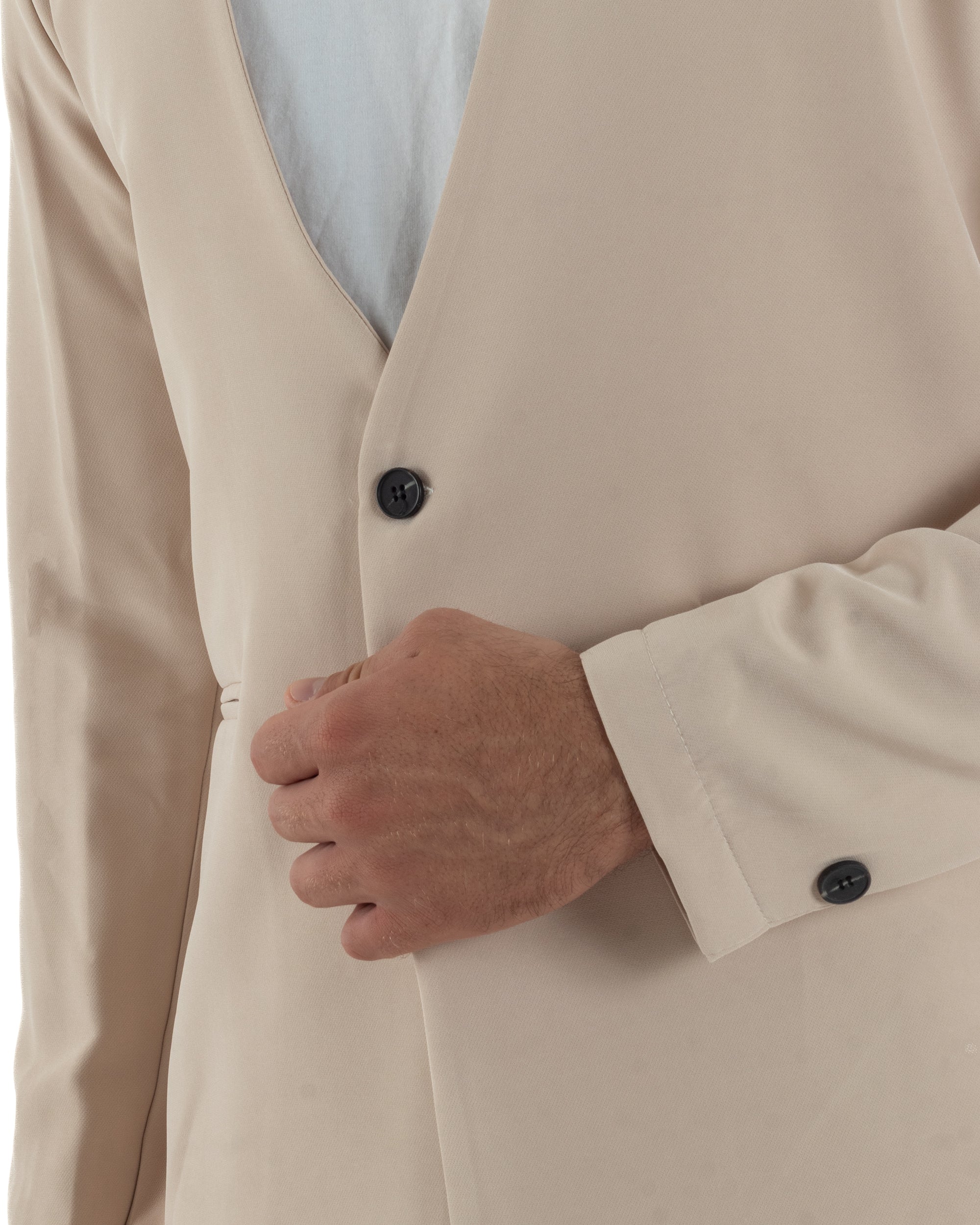 Abito Uomo Monopetto Vestito Viscosa Completo Giacca Pantaloni Beige GIOSAL-OU2409A