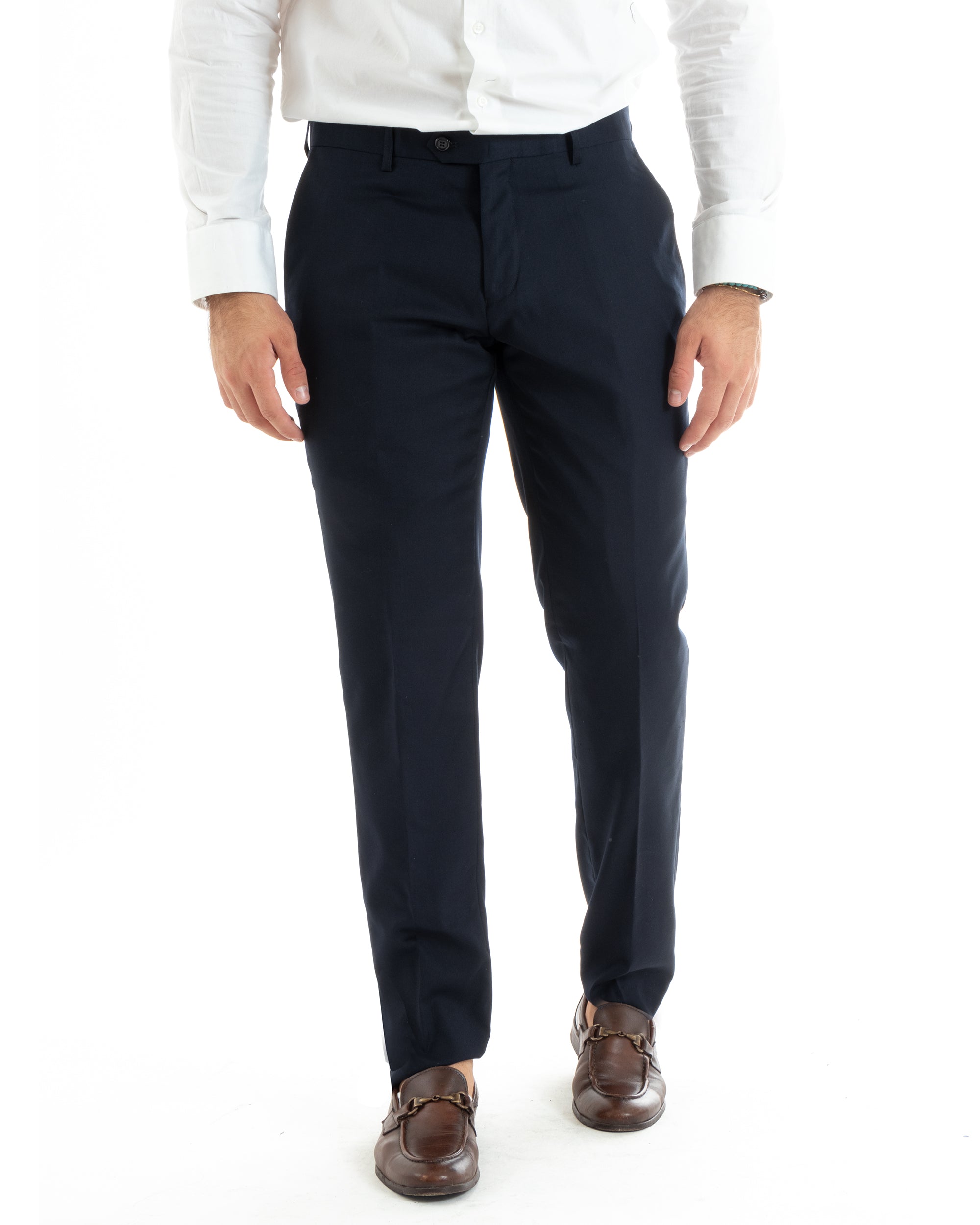 Abito Uomo Monopetto Vestito Smoking Rever Raso Completo Giacca Pantaloni Blu Elegante GIOSAL-OU2425A