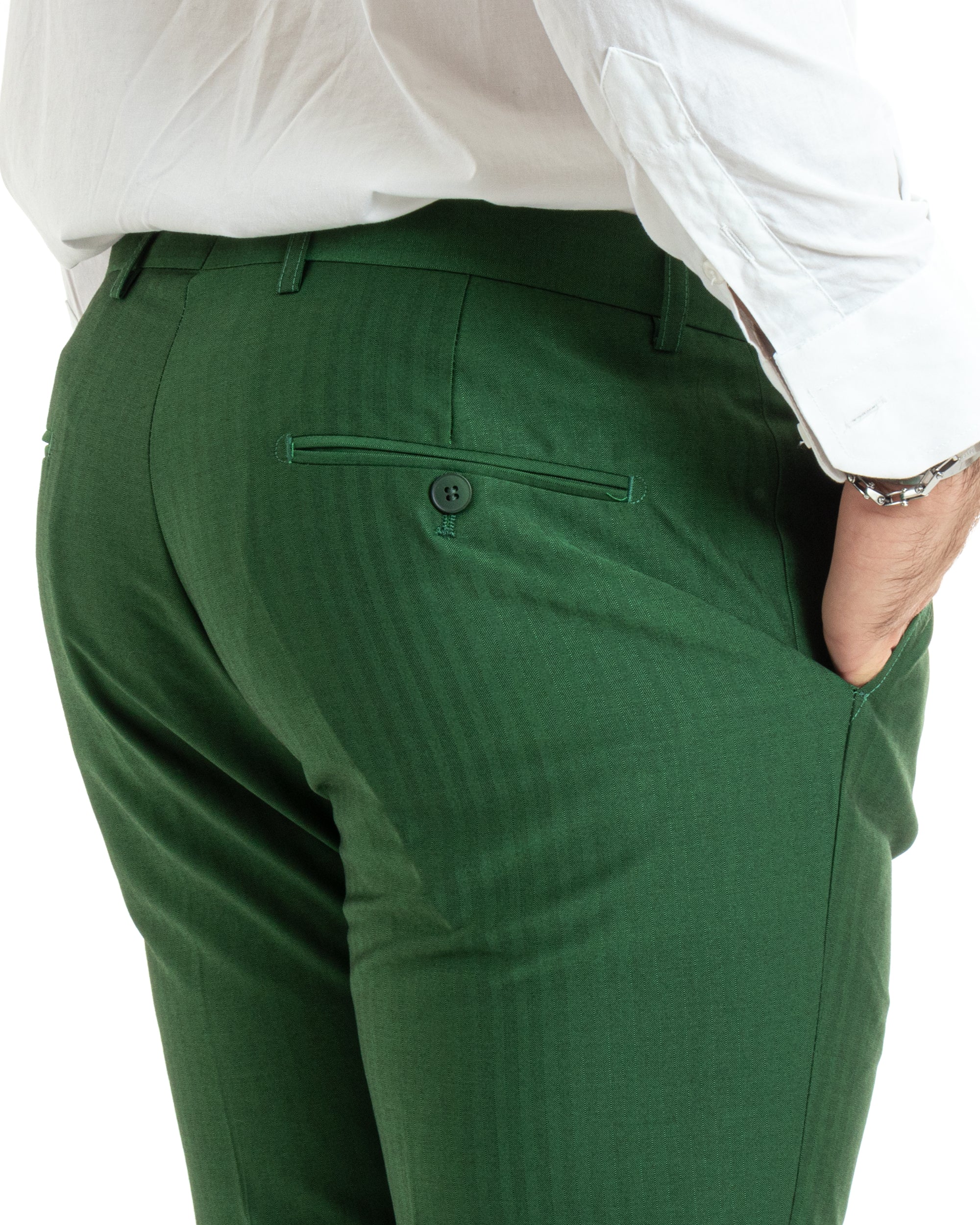 Abito Uomo Monopetto Vestito Gessato Solaro Completo Giacca Pantaloni Verde Elegante Casual GIOSAL-OU2429A