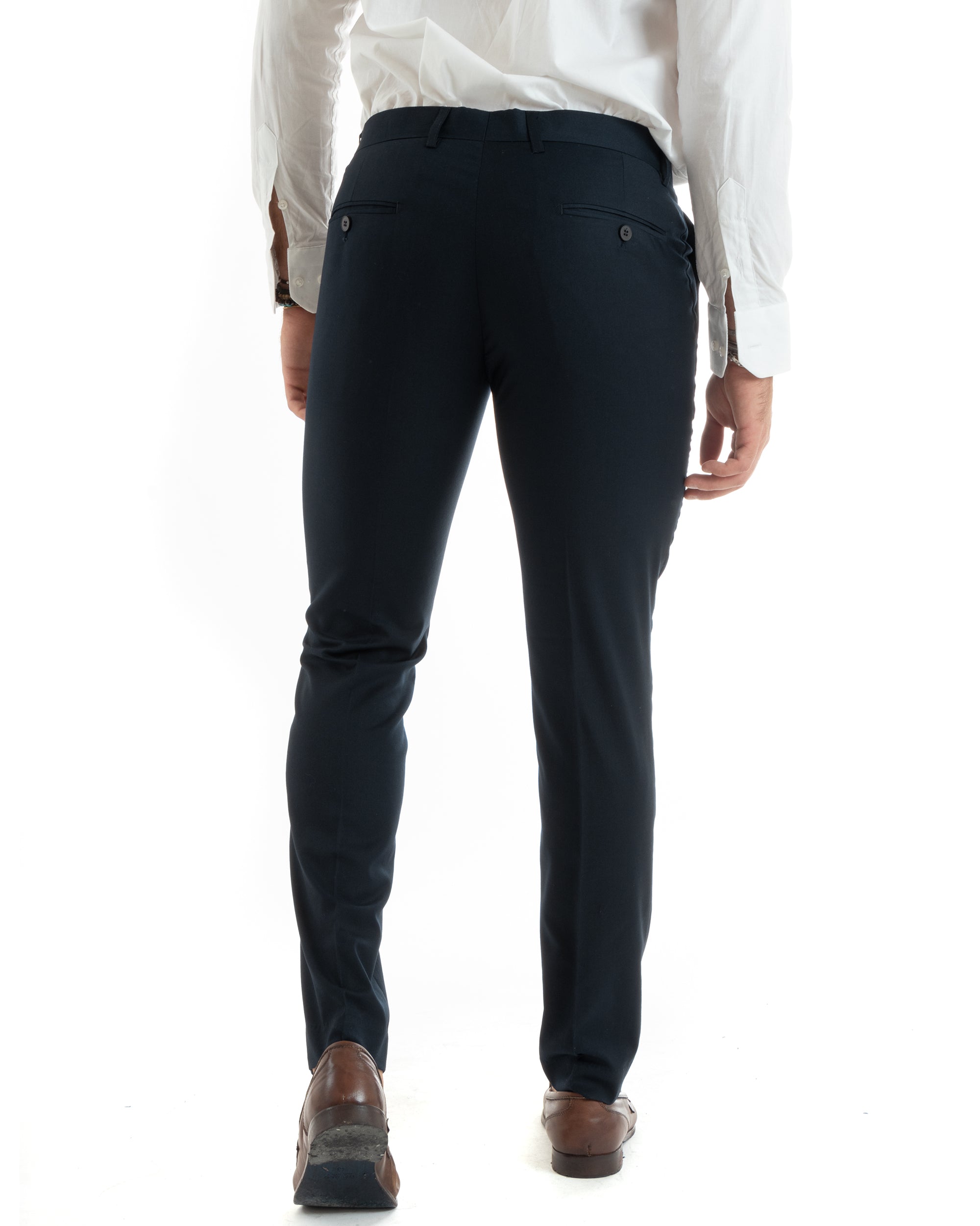 Abito uomo monopetto vestito viscosa completo giacca pantaloni blu GIOSAL-OU2430A