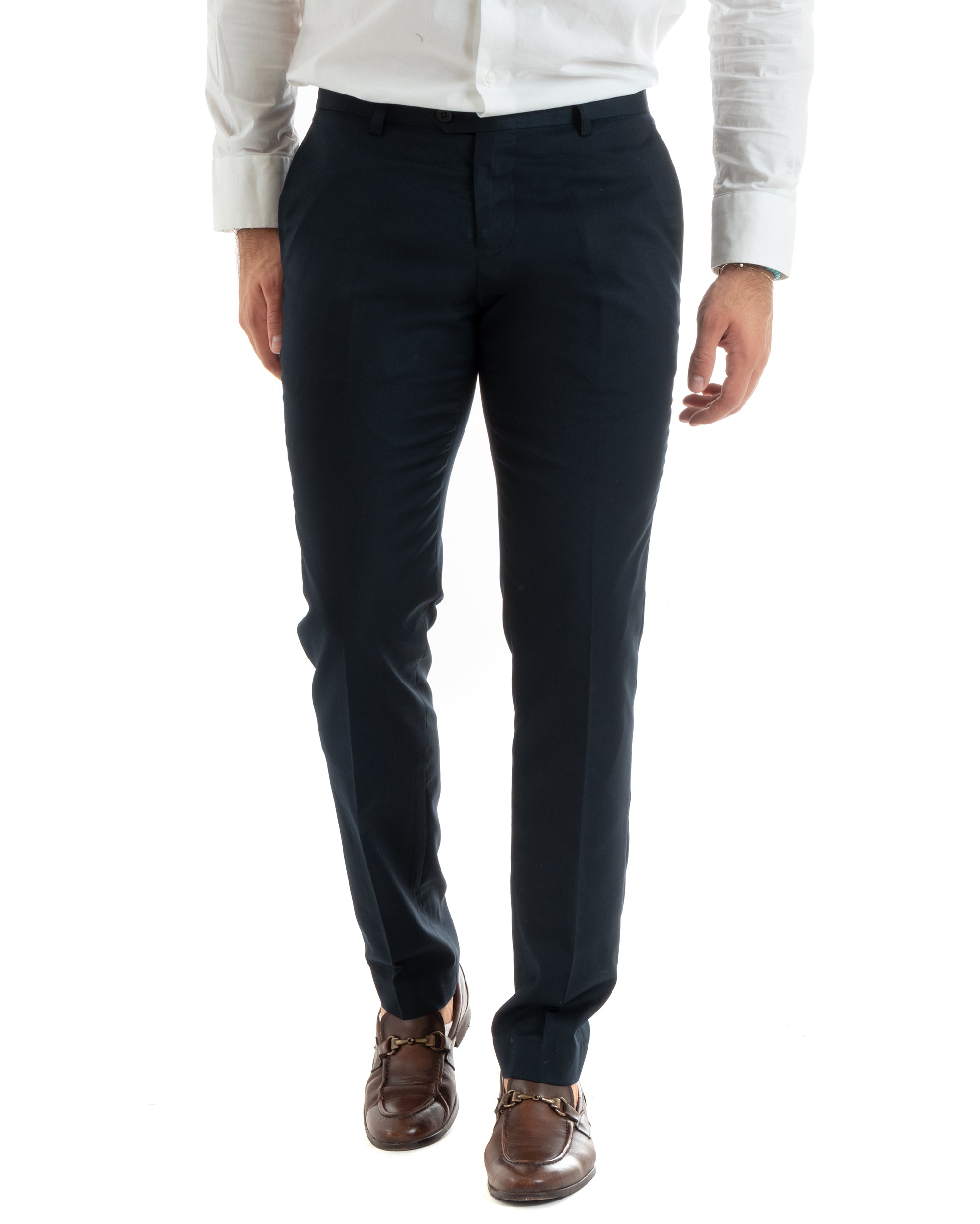 Abito Uomo Monopetto Vestito Completo Giacca Pantaloni Blu Elegante Casual GIOSAL-OU2430A