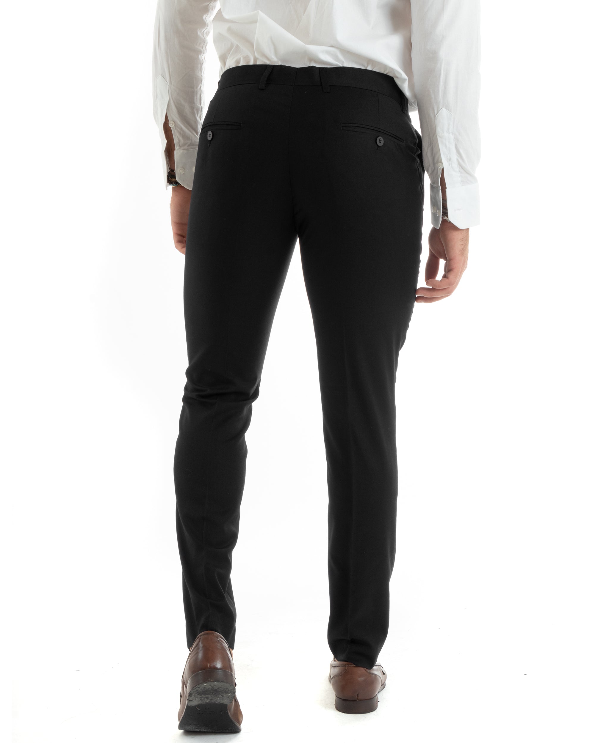 Abito uomo monopetto vestito viscosa completo giacca pantaloni nero GIOSAL-OU2431A