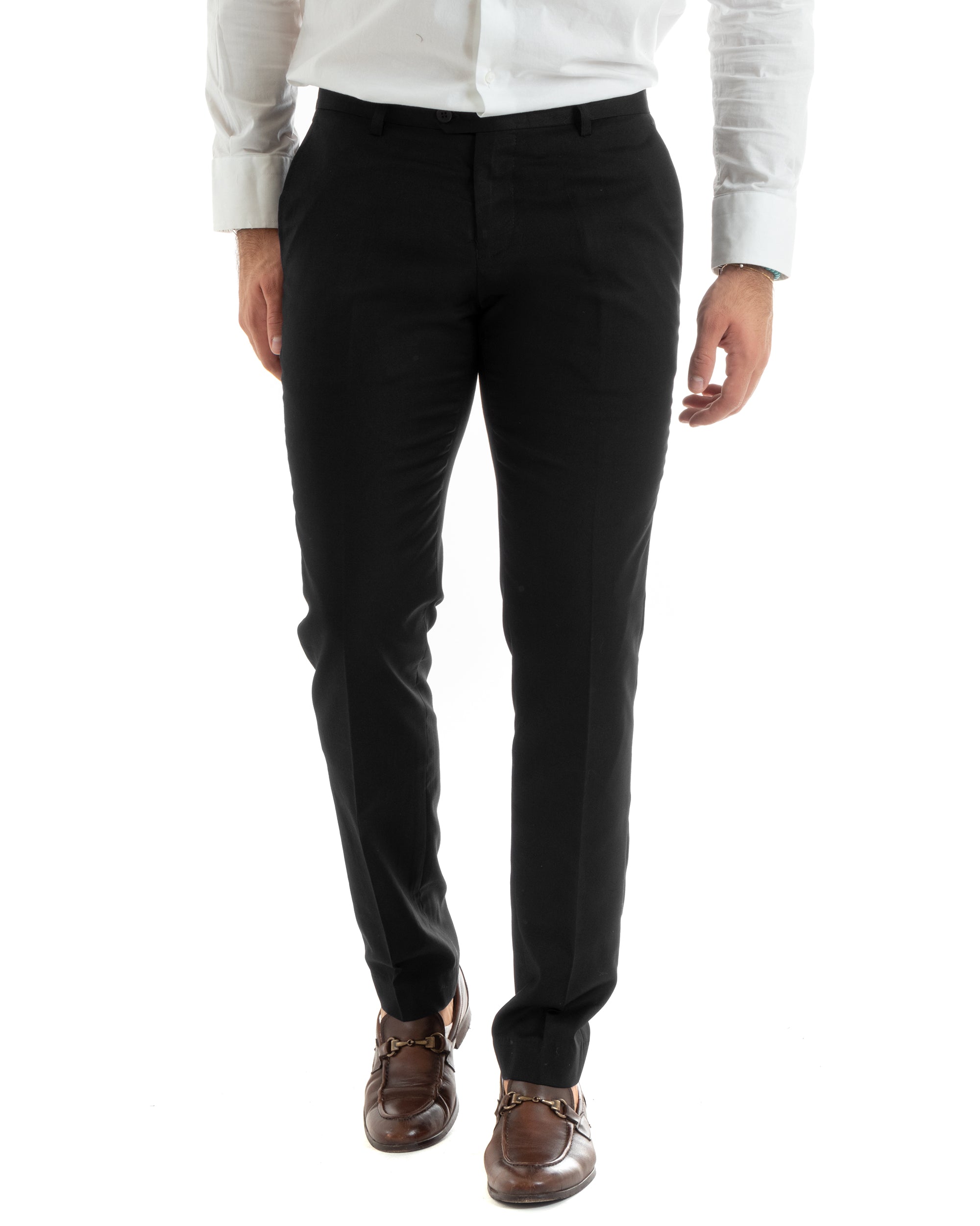 Abito Uomo Monopetto Vestito Viscosa Completo Giacca Pantaloni Nero OU2431A