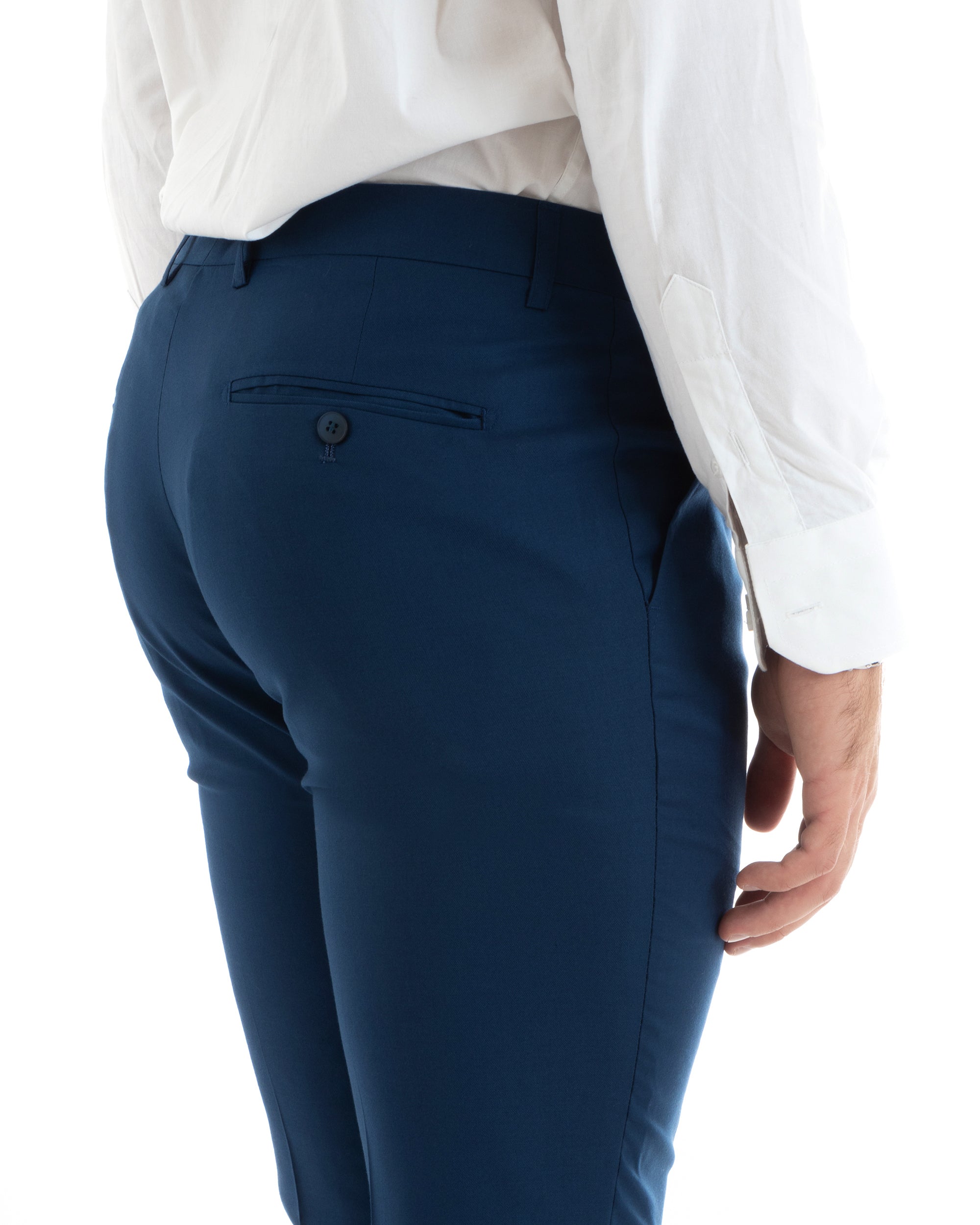 Abito Uomo Monopetto Vestito Viscosa Completo Giacca Pantaloni Elegante Casual Tinta Unita Blu Chiaro GIOSAL-OU2433A