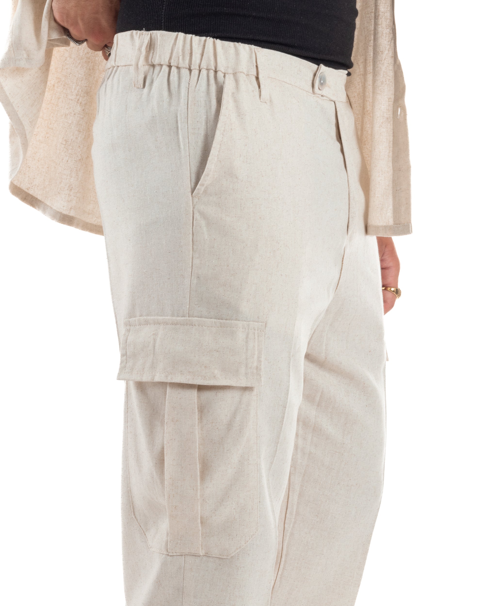 Outfit Camicia Pantaloni Cargo Lino OU2510A