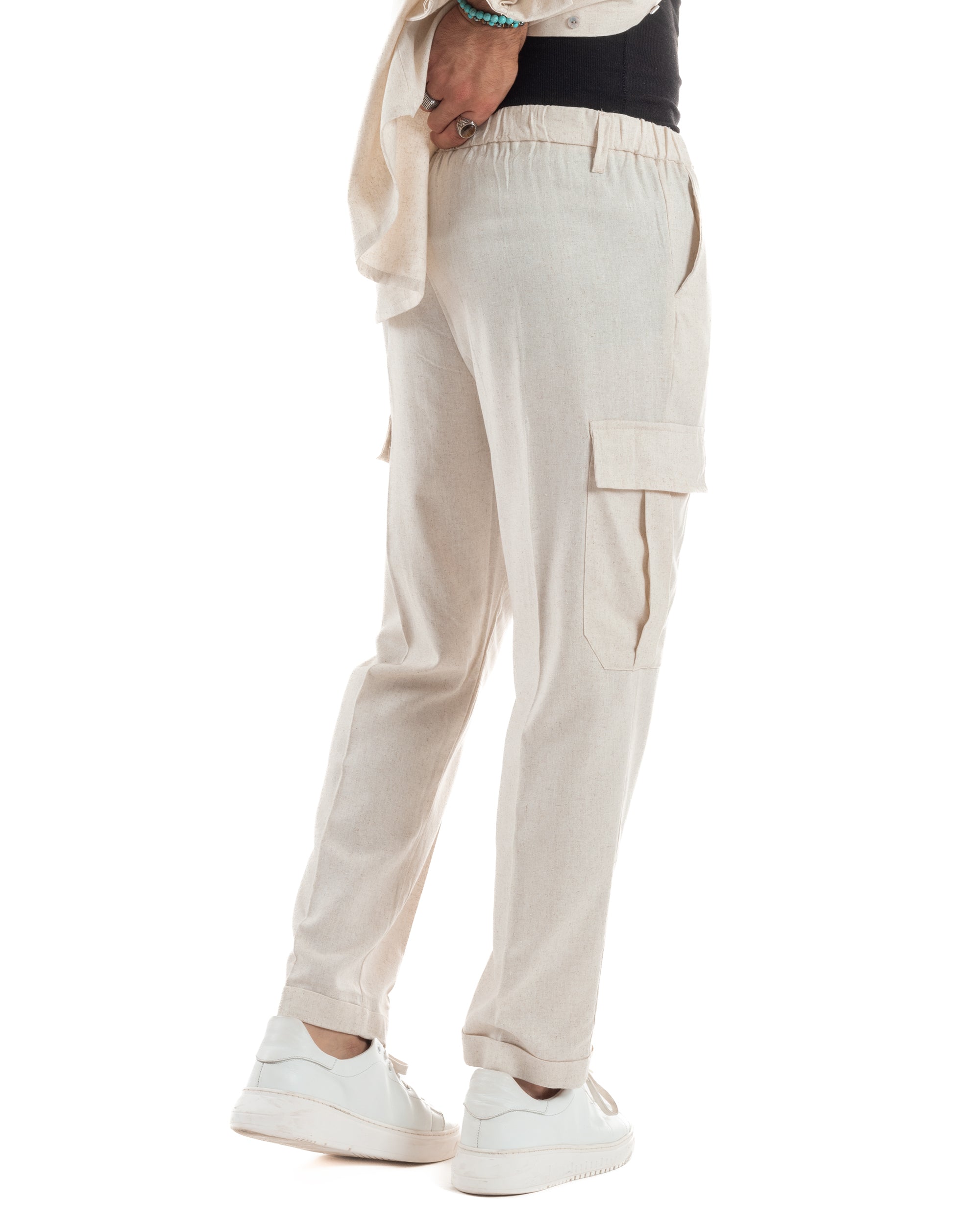 Outfit Camicia Pantaloni Cargo Lino OU2510A