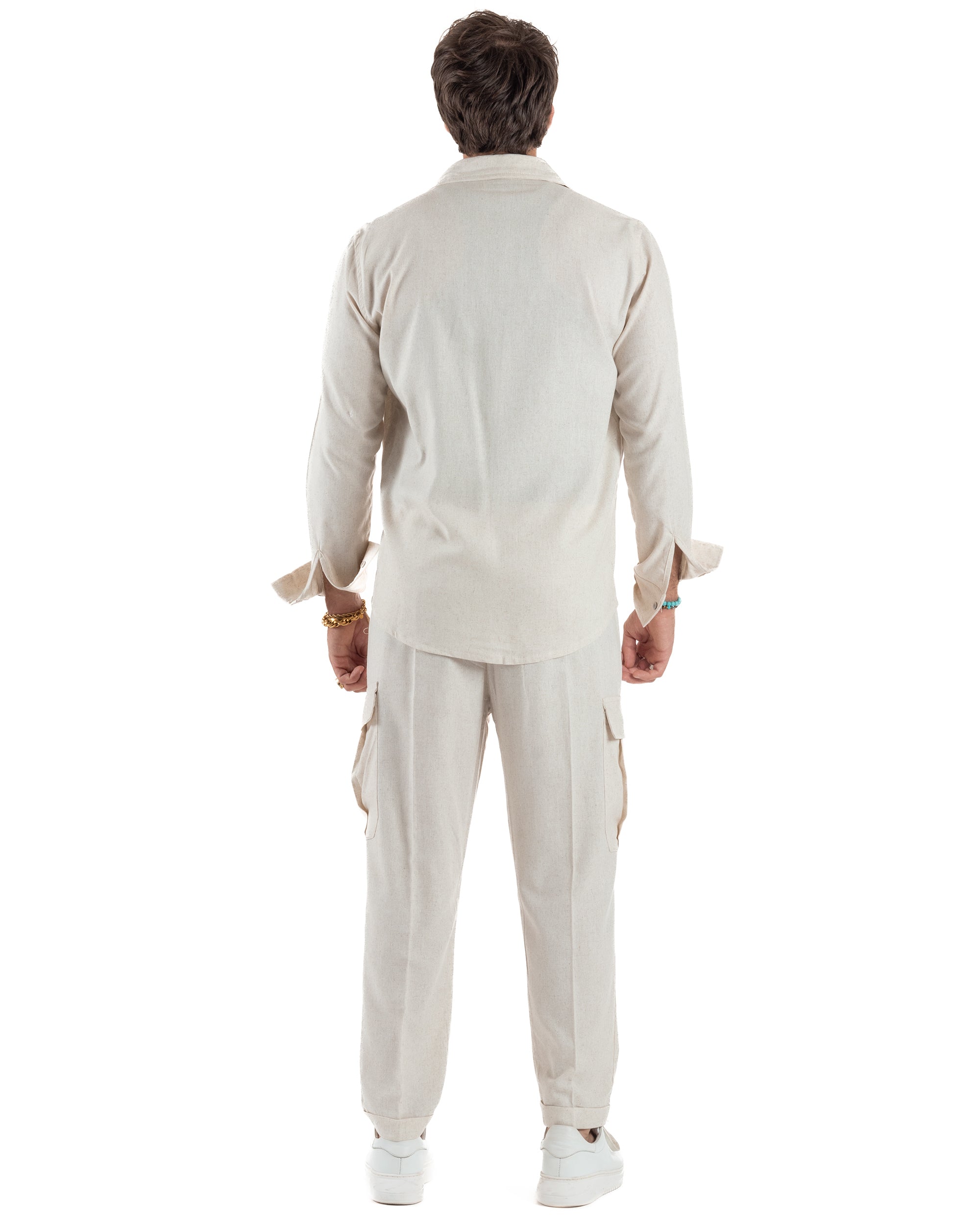 Outfit Camicia Pantaloni Cargo Lino OU2510A