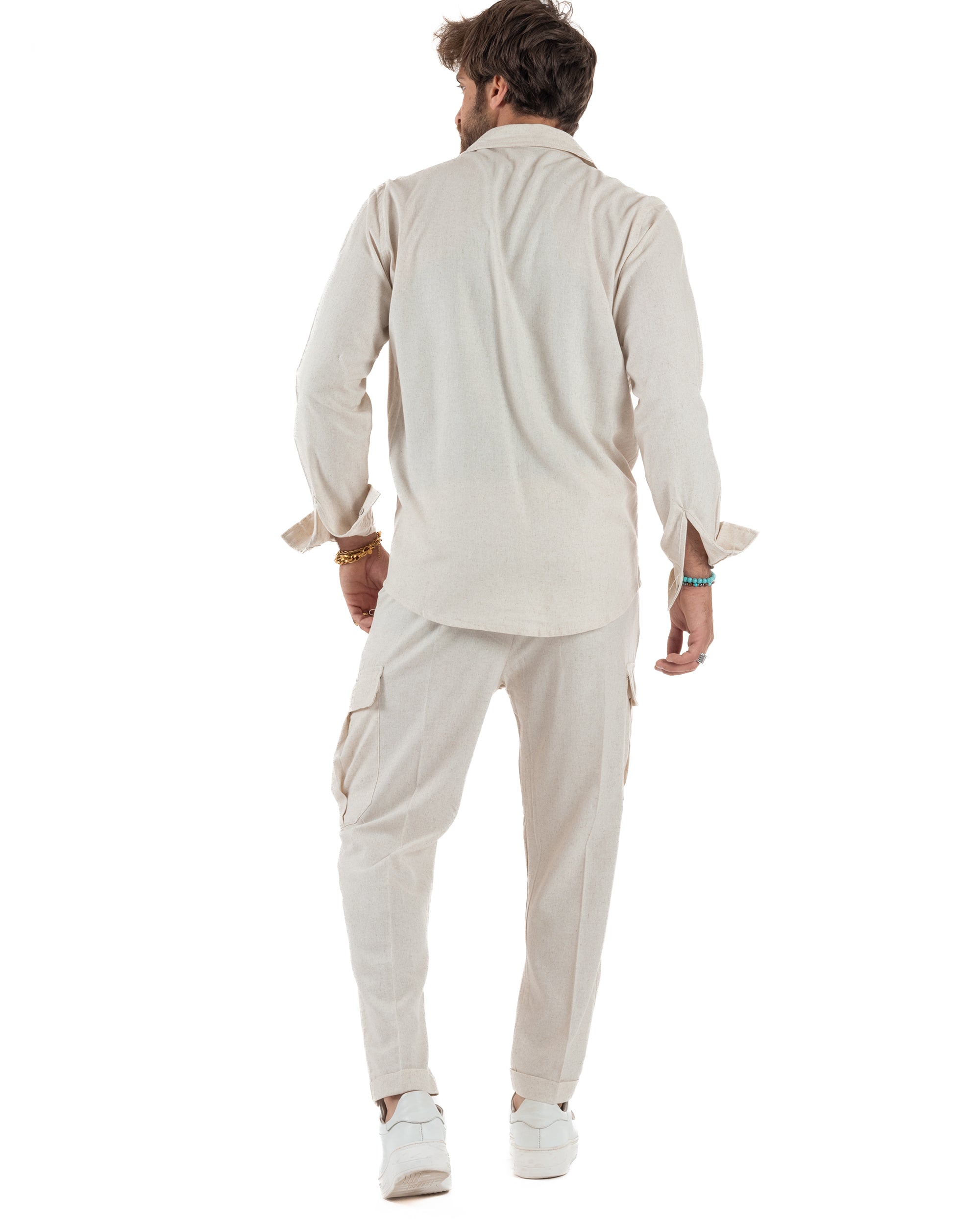 Outfit Camicia Pantaloni Cargo Lino OU2510A