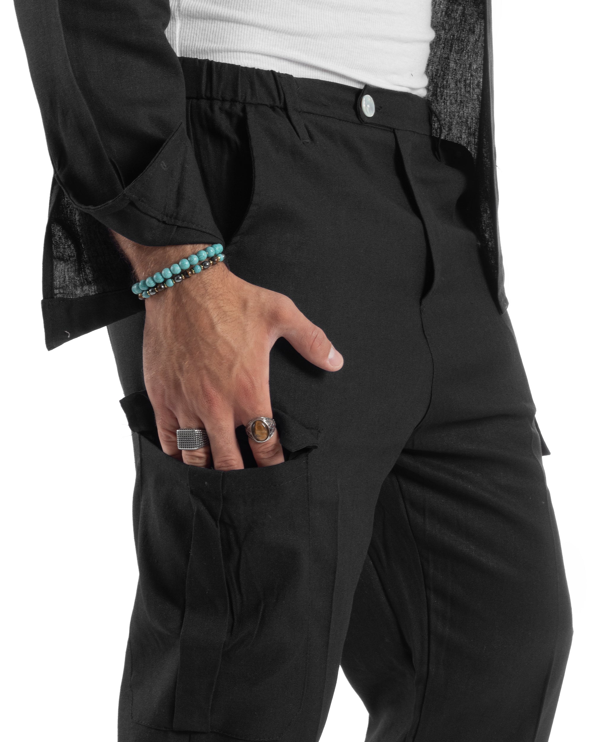 Outfit Camicia Pantaloni Cargo Lino OU2511A