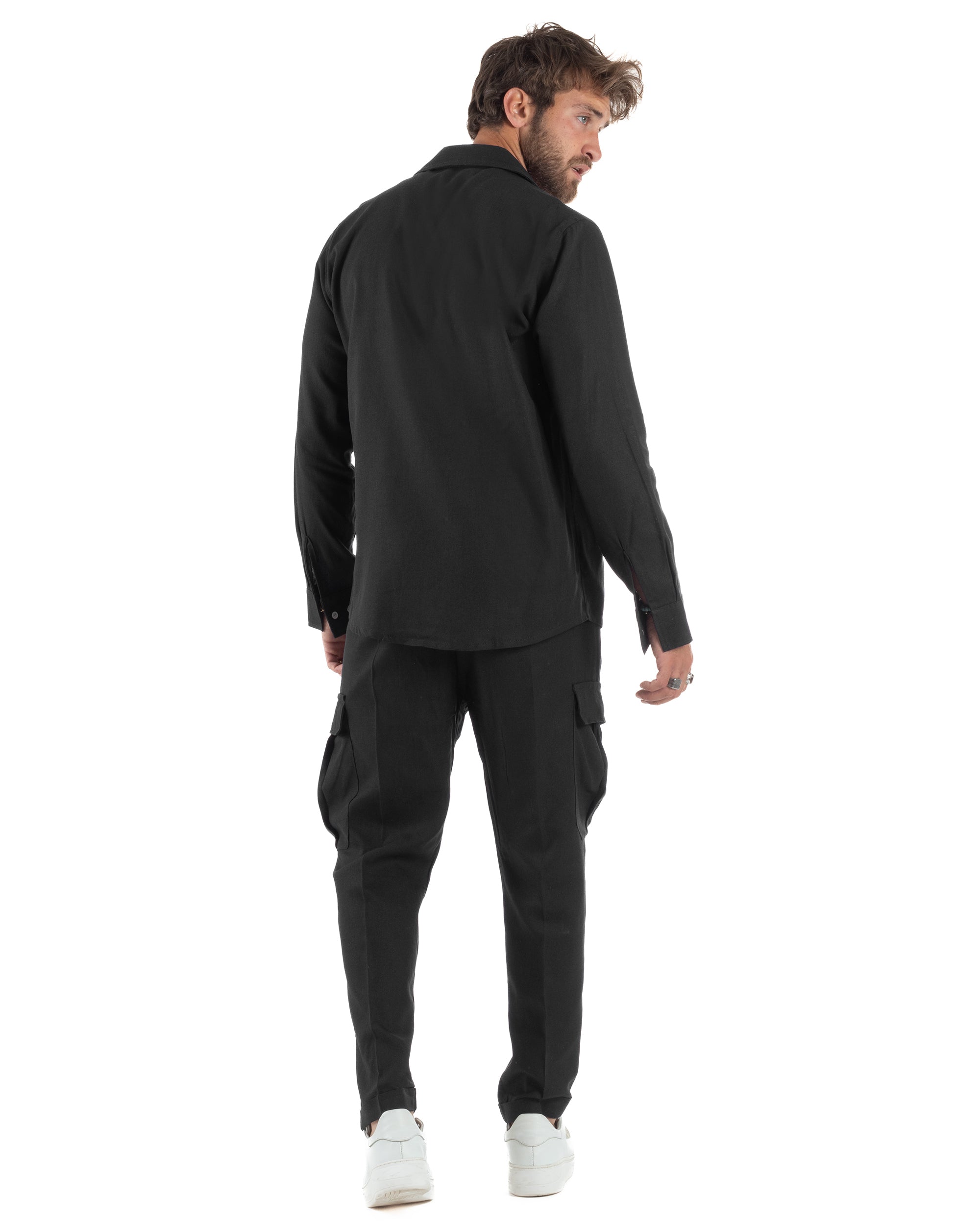 Outfit Camicia Pantaloni Cargo Lino OU2511A