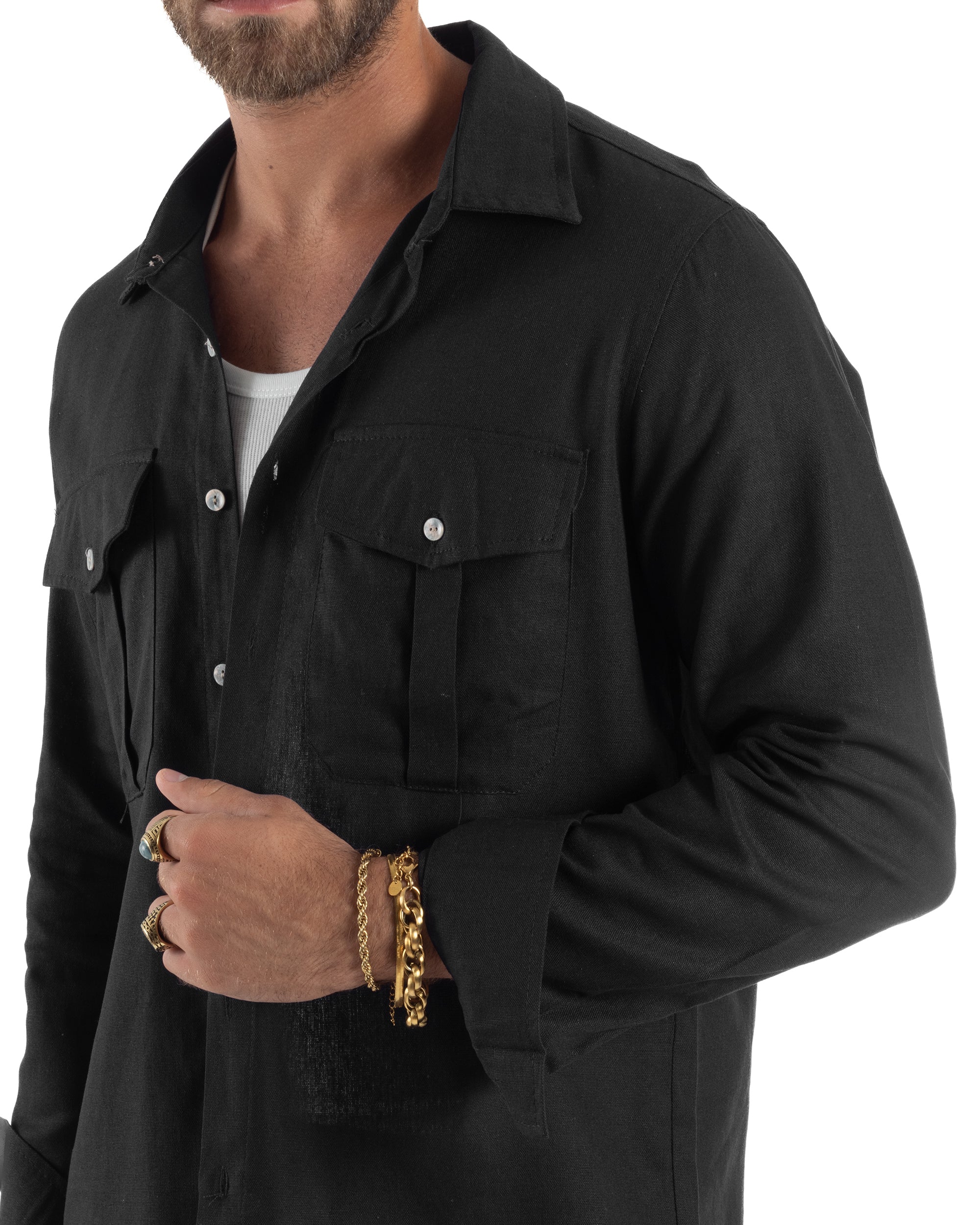 Outfit Camicia Pantaloni Cargo Lino OU2511A