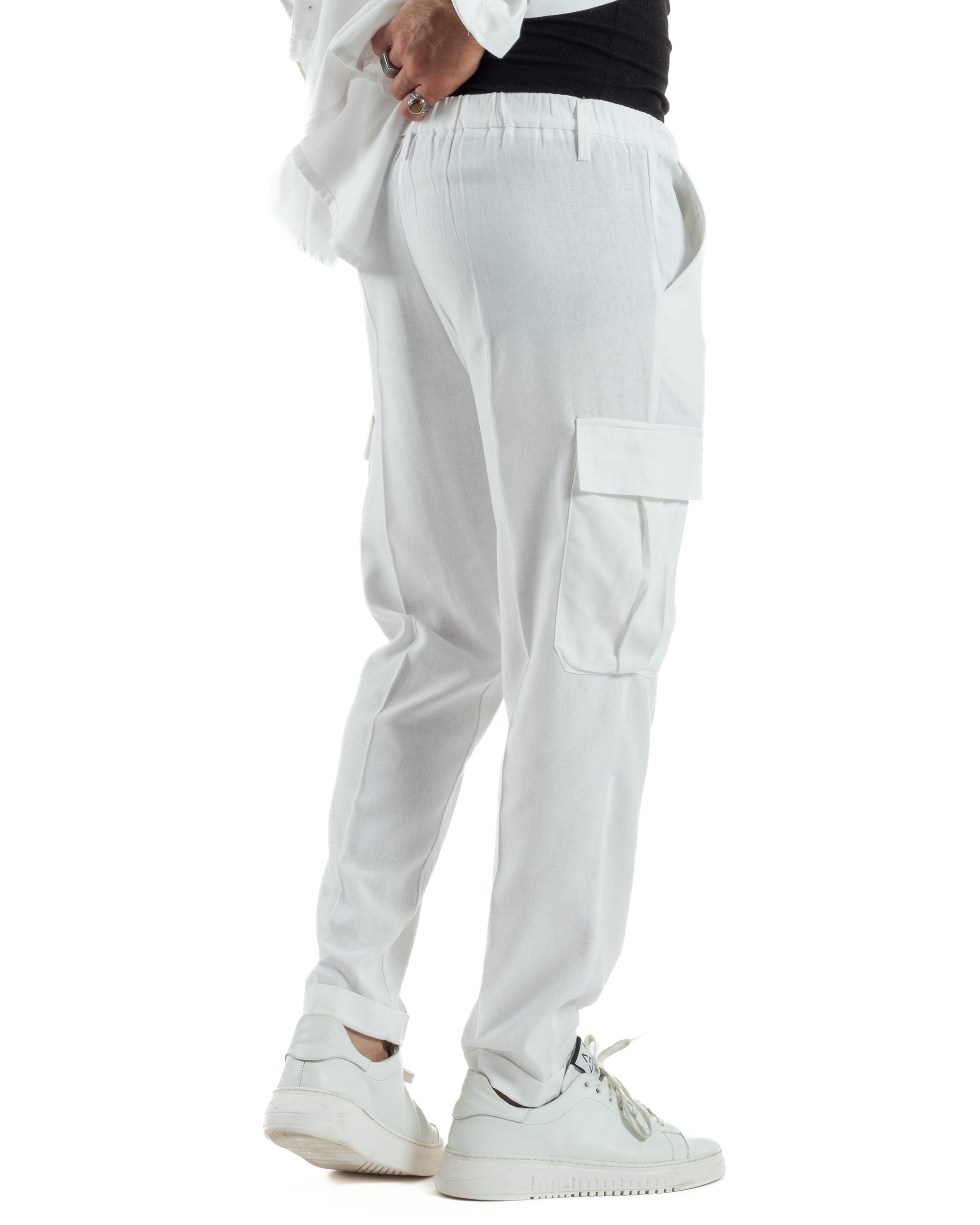 Outfit Camicia Pantaloni Cargo Lino OU2512A