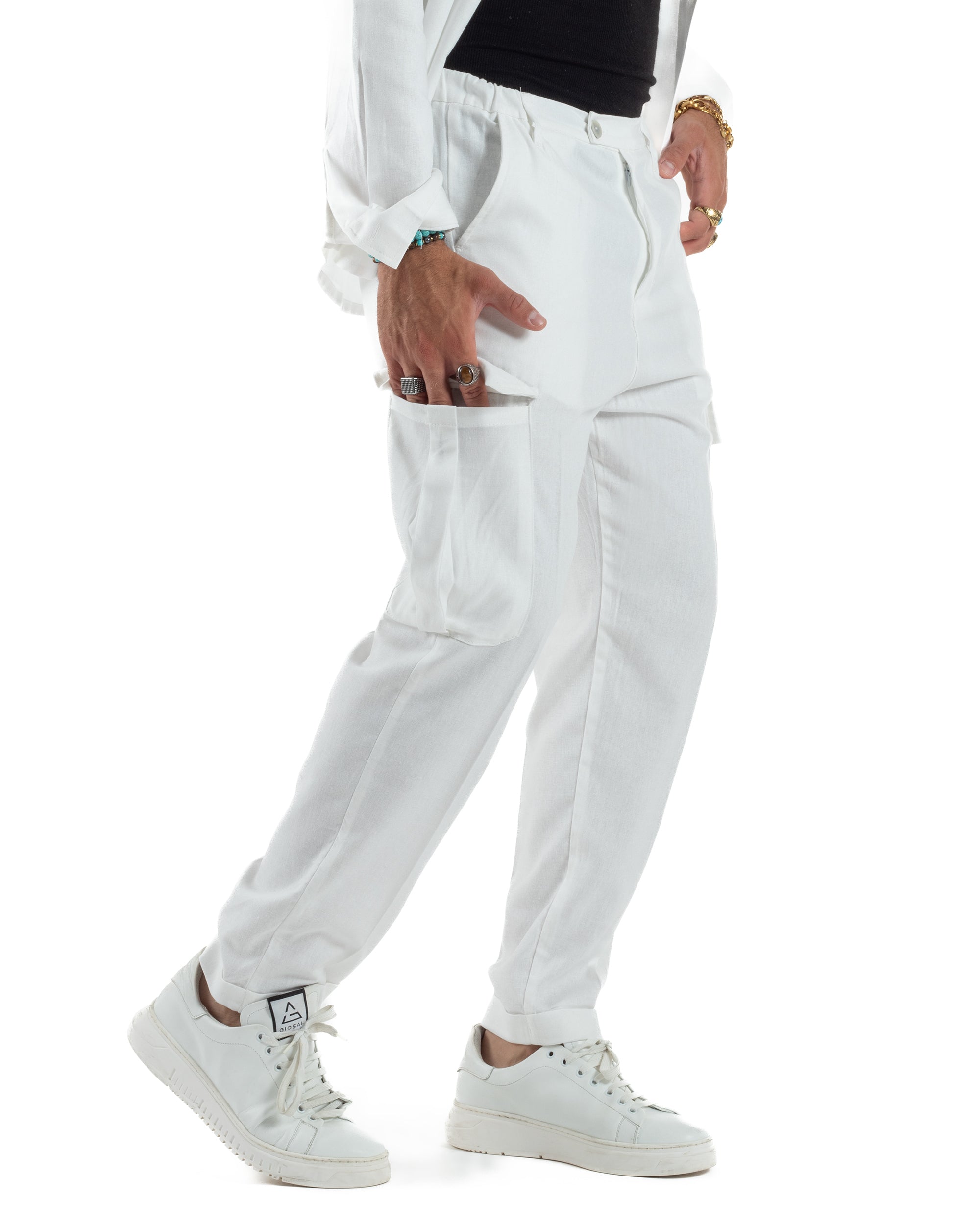 Outfit Camicia Pantaloni Cargo Lino OU2512A