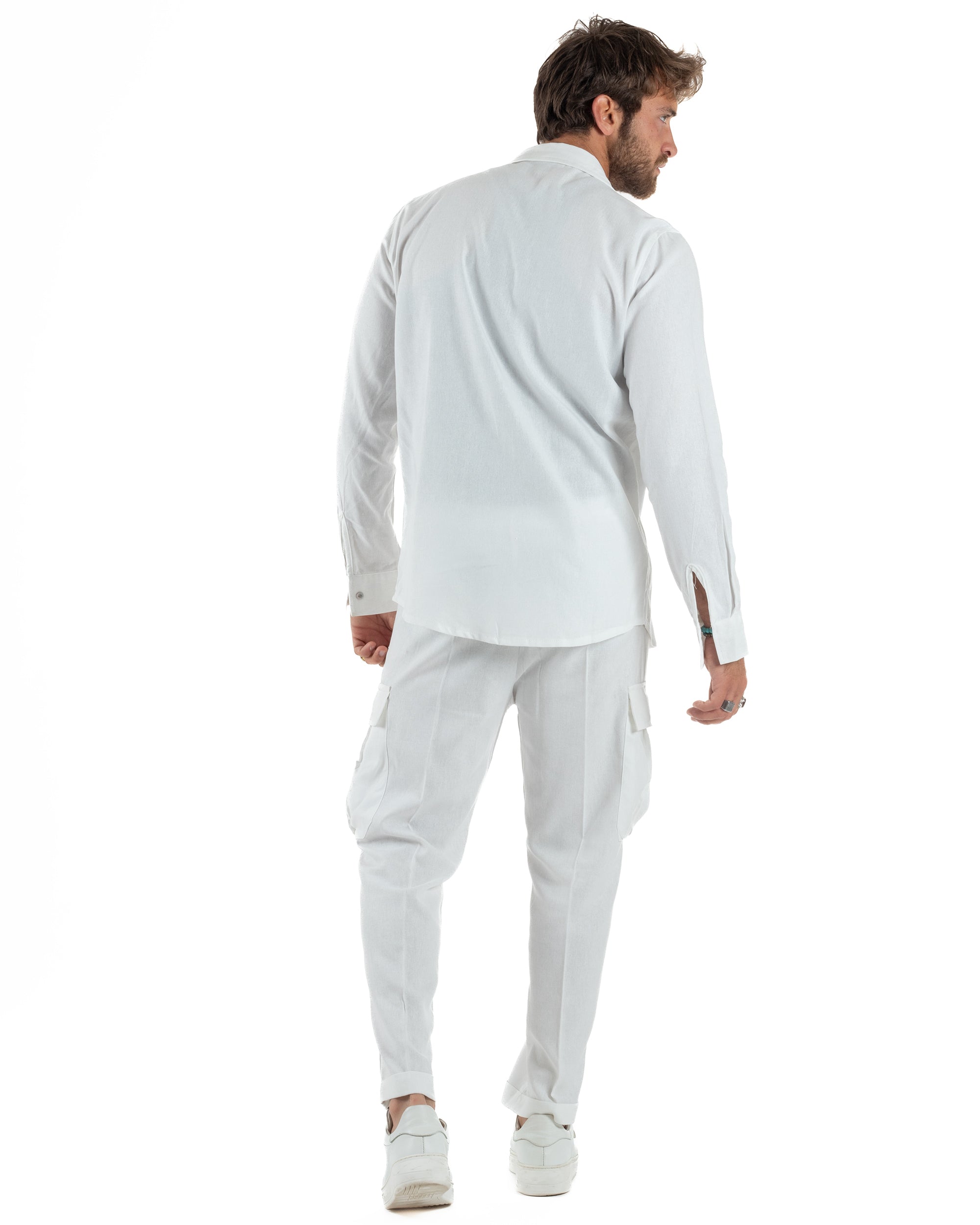 Outfit Camicia Pantaloni Cargo Lino OU2512A