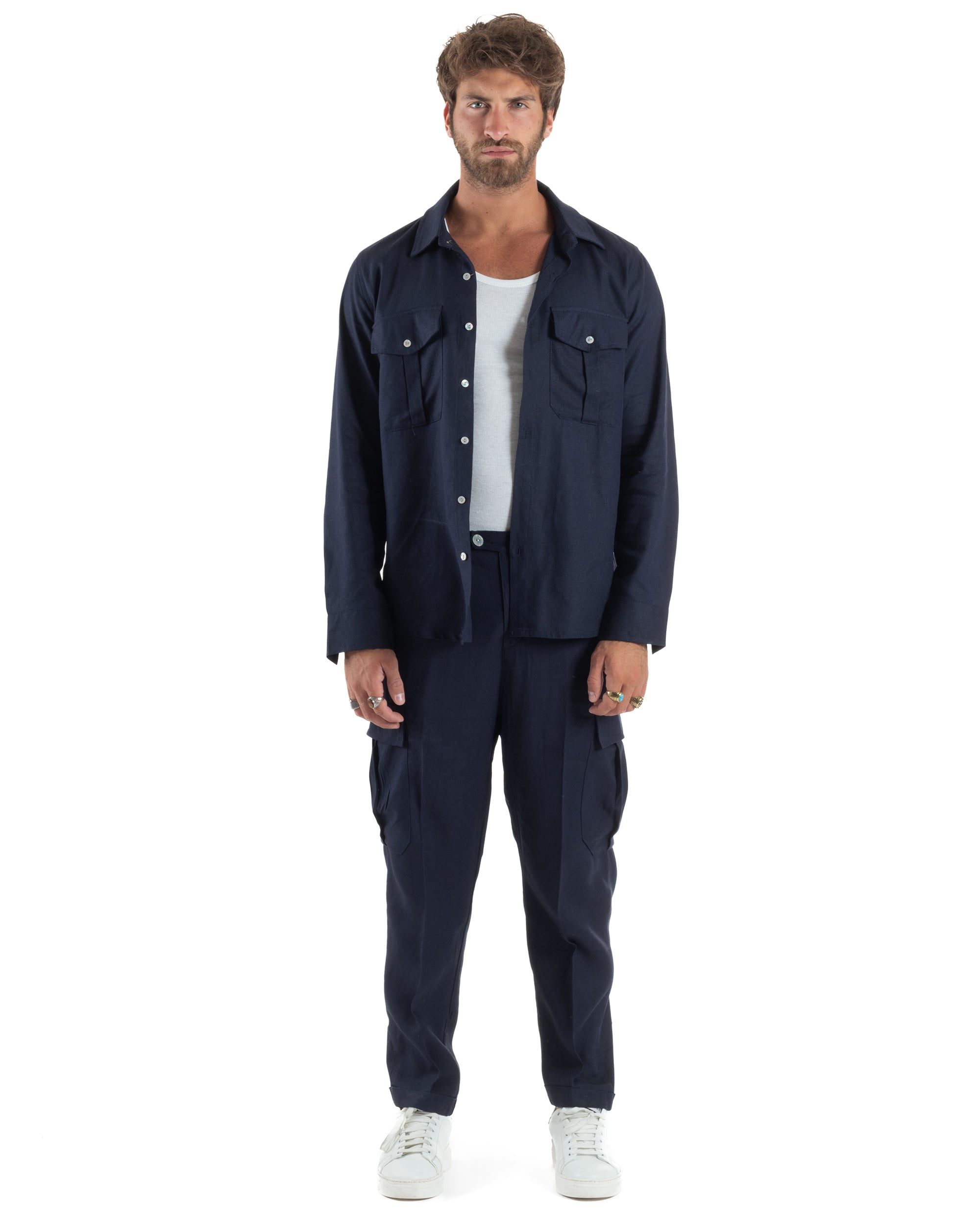 Outfit Camicia Pantaloni Cargo Lino OU2513A