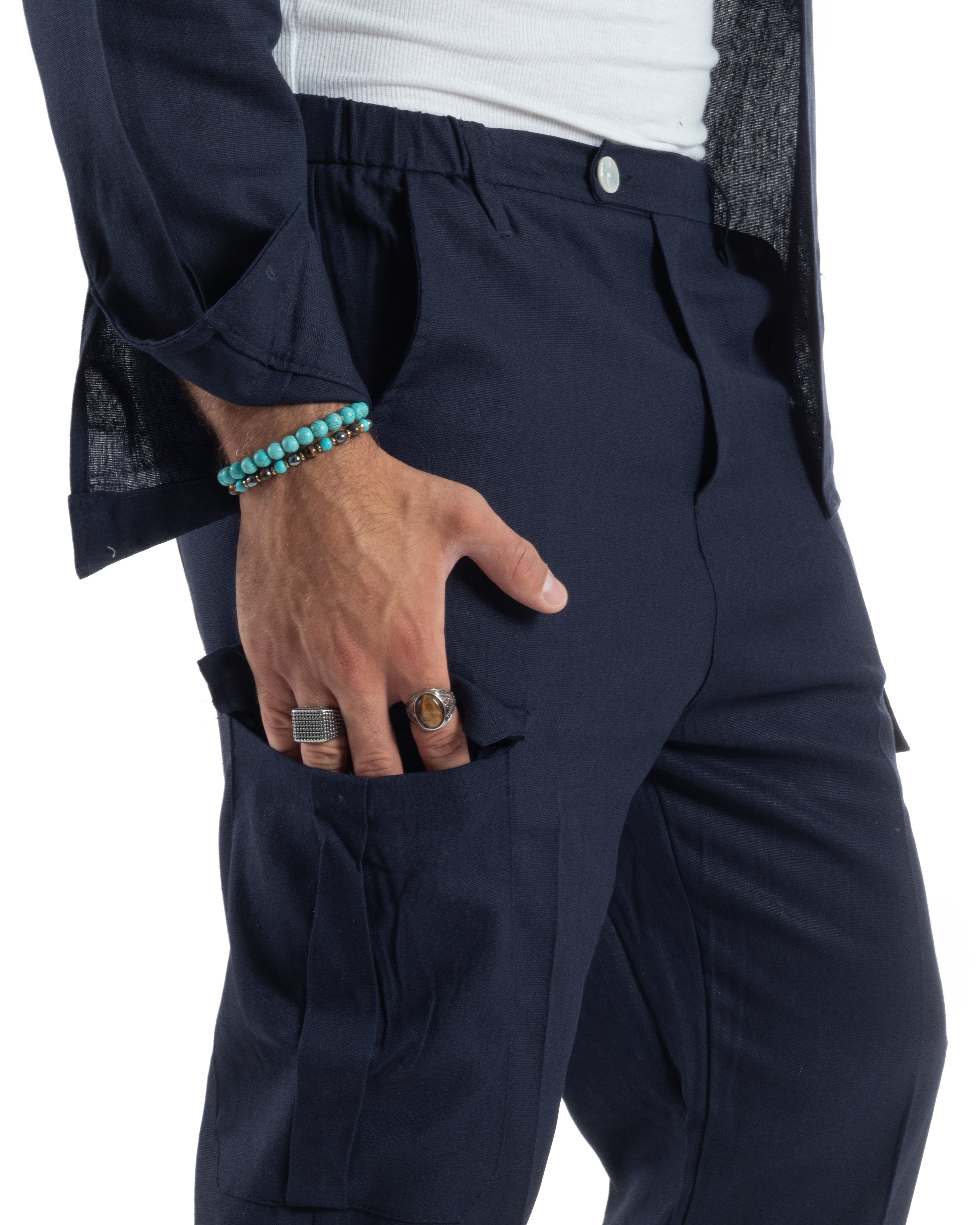 Outfit Camicia Pantaloni Cargo Lino OU2513A