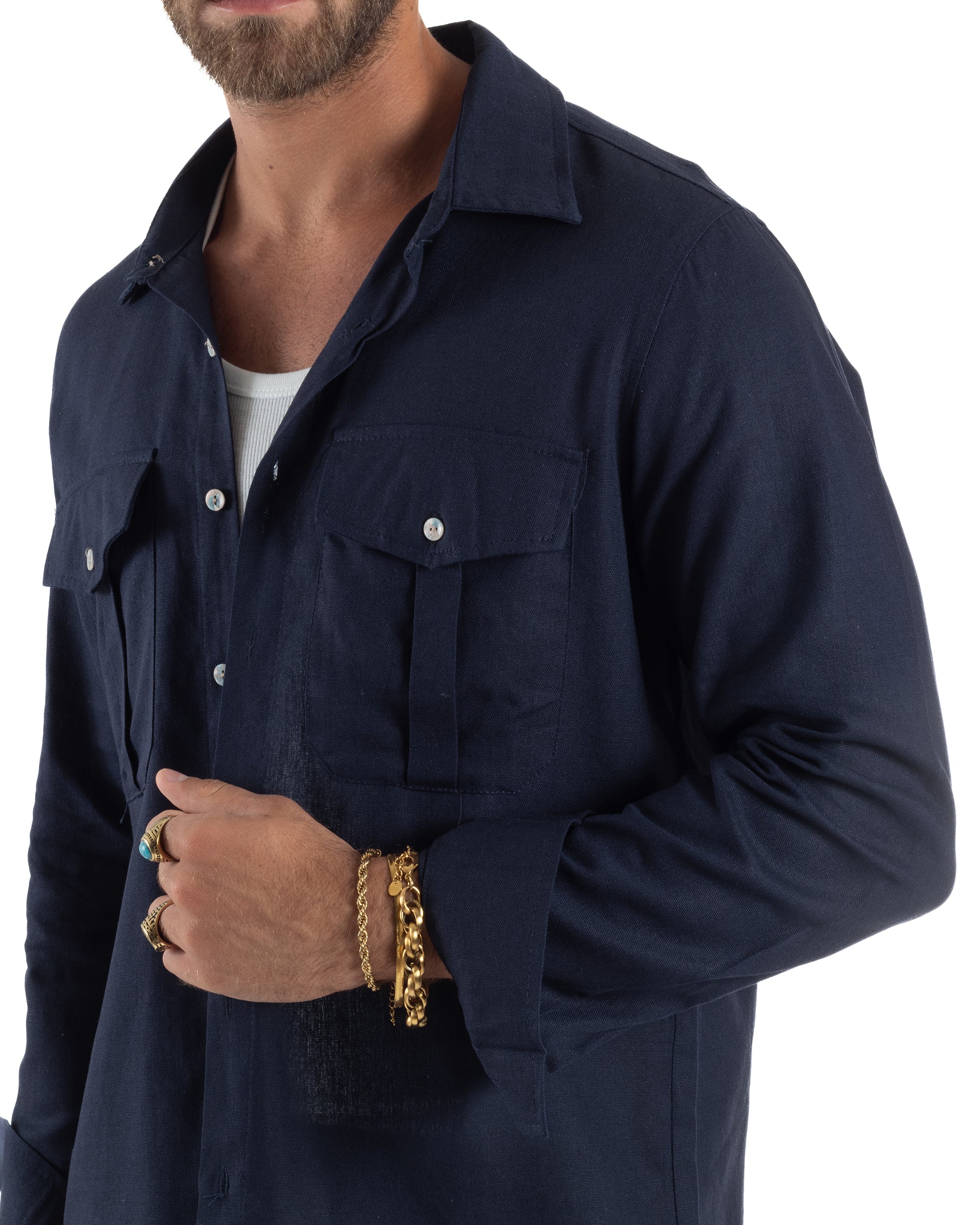 Outfit Camicia Pantaloni Cargo Lino OU2513A