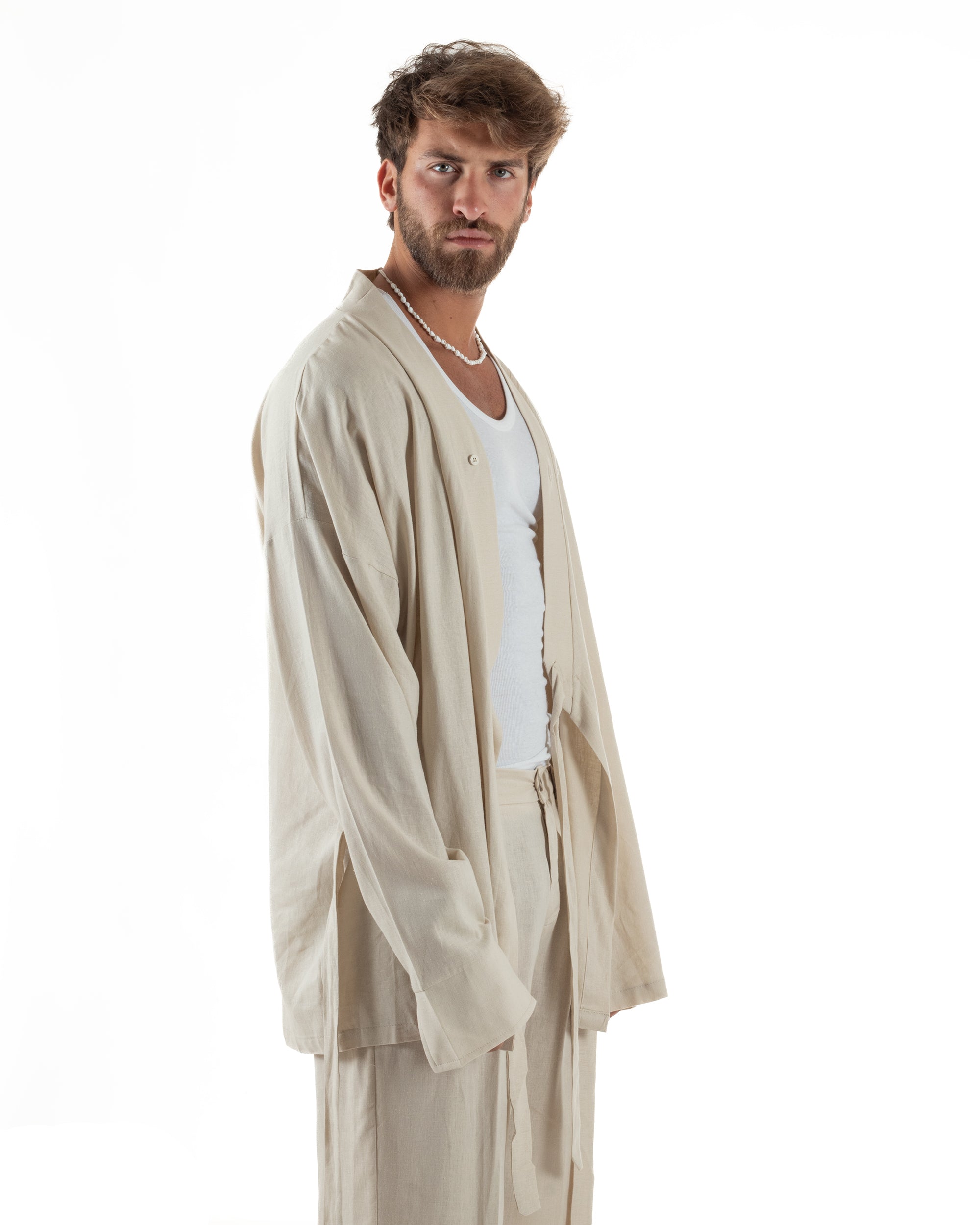 Men's Tracksuit Set PolyCotton Print Warm Tracksuit Hoodie Elastic Pants White GIOSAL-OU2482A