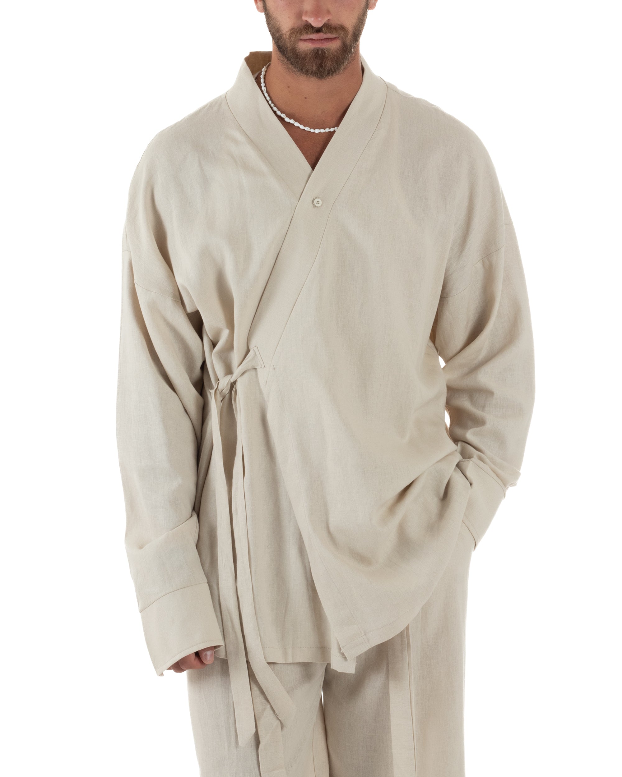 Men's Tracksuit Set PolyCotton Print Warm Tracksuit Hoodie Elastic Pants White GIOSAL-OU2482A
