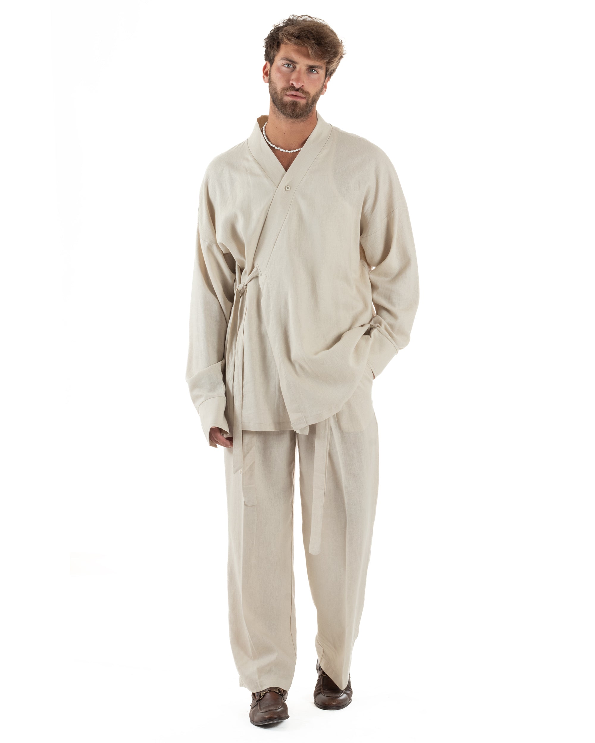 Men's Tracksuit Set PolyCotton Print Warm Tracksuit Hoodie Elastic Pants White GIOSAL-OU2482A