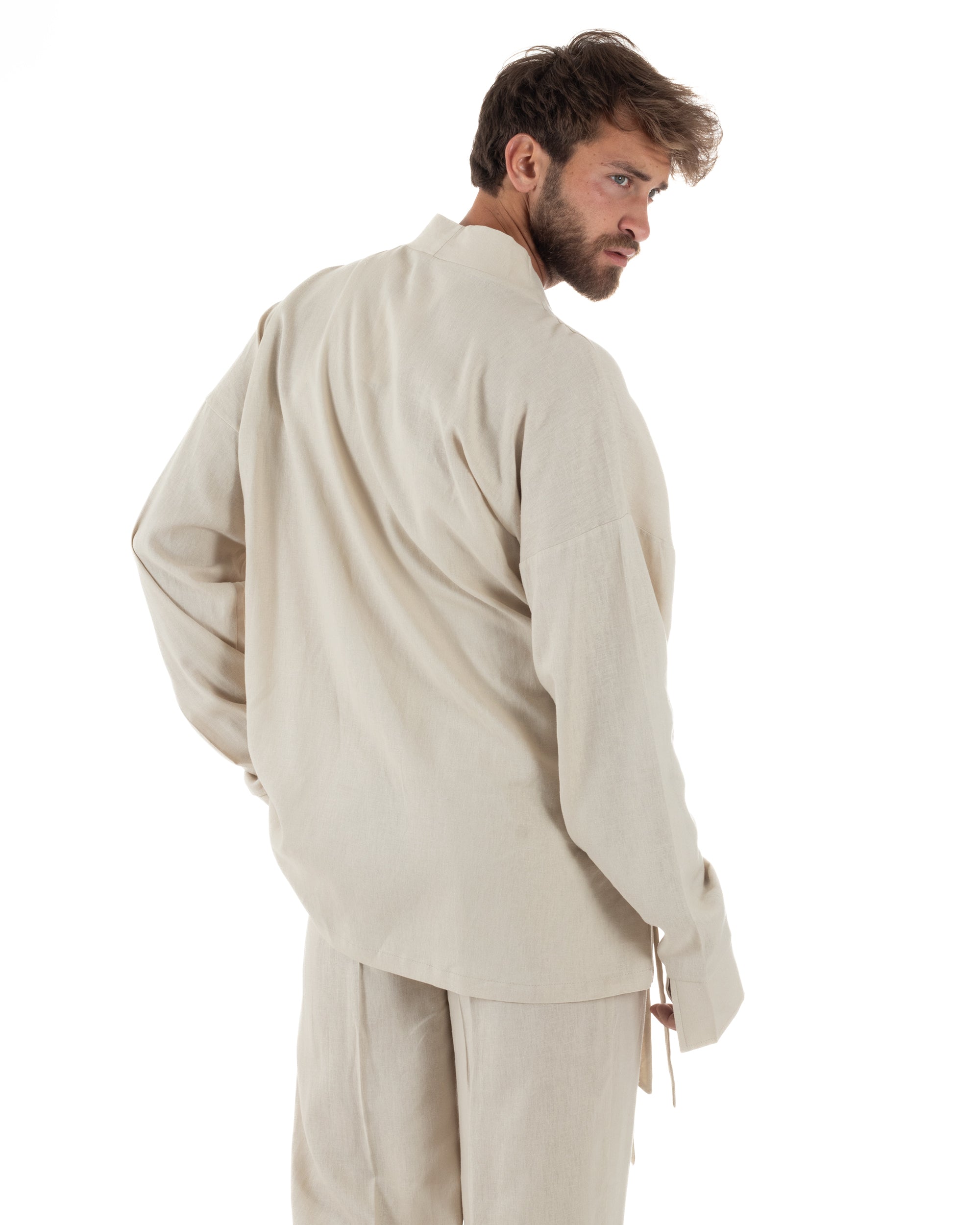 Men's Tracksuit Set PolyCotton Print Warm Tracksuit Hoodie Elastic Pants White GIOSAL-OU2482A