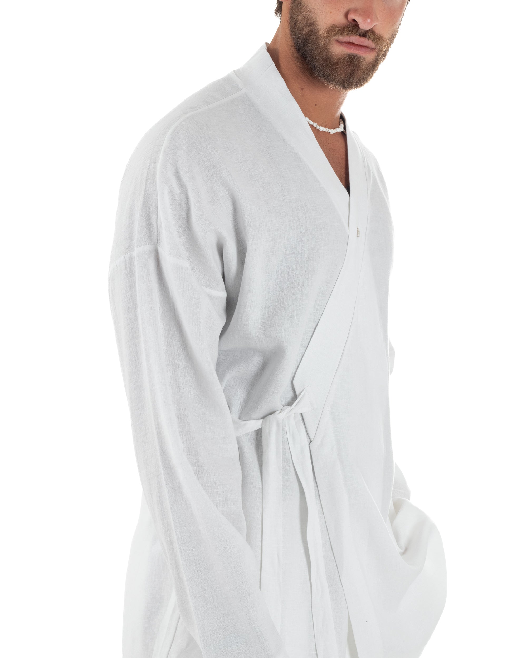 Men's Tracksuit Set PolyCotton Print Warm Tracksuit Hoodie Elastic Pants White GIOSAL-OU2482A