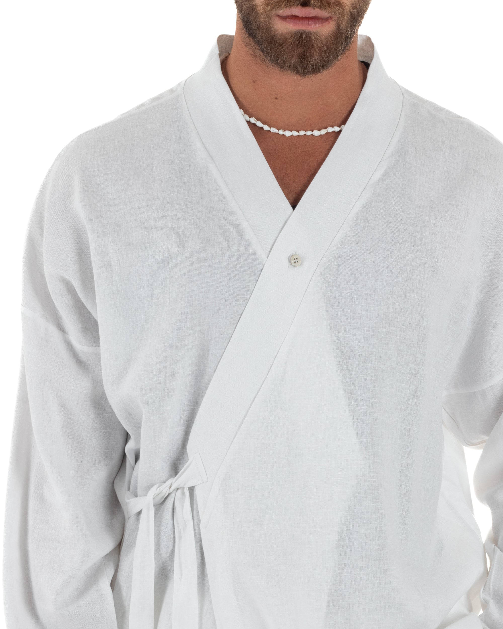 Men's Tracksuit Set PolyCotton Print Warm Tracksuit Hoodie Elastic Pants White GIOSAL-OU2482A