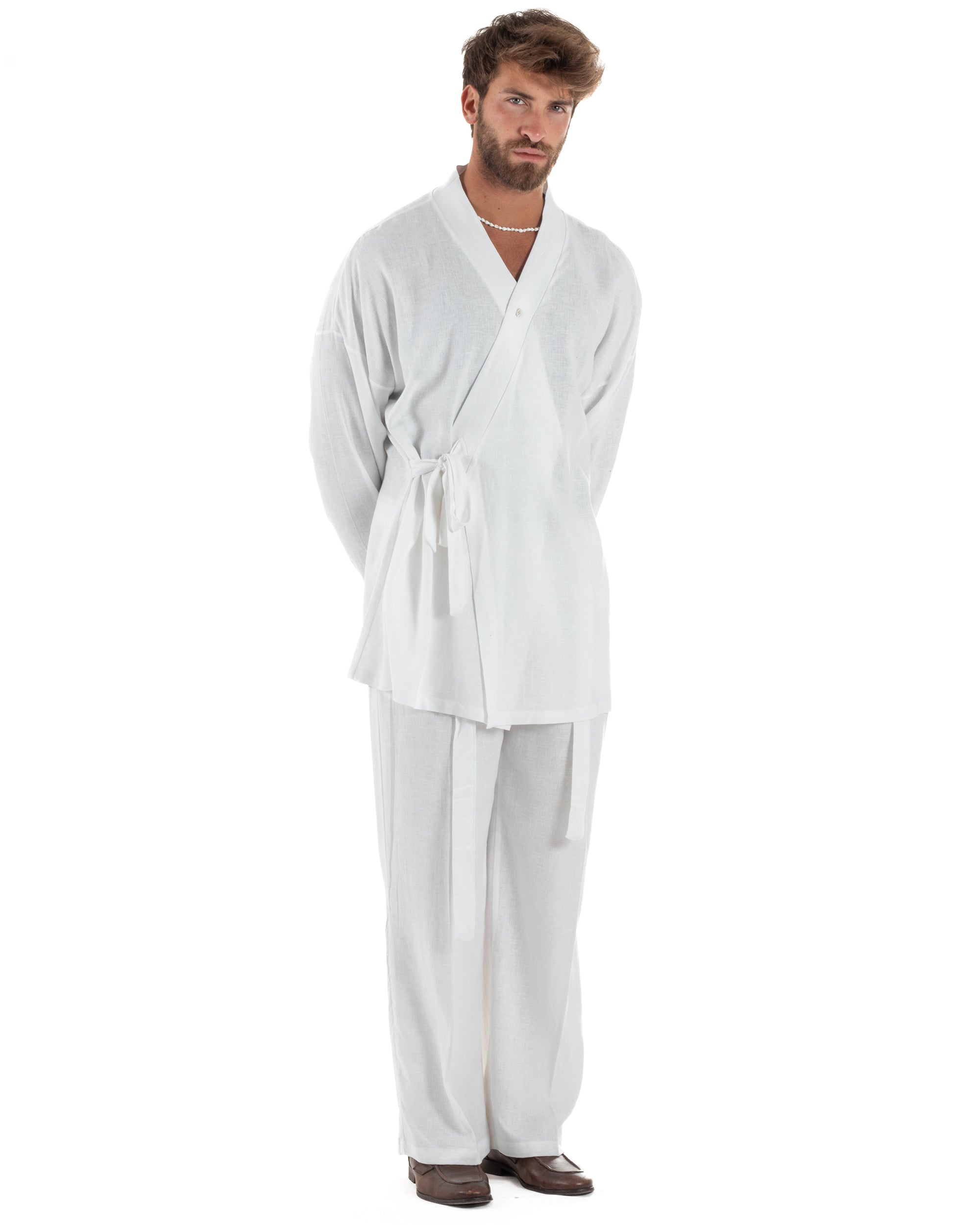 Men's Tracksuit Set PolyCotton Print Warm Tracksuit Hoodie Elastic Pants White GIOSAL-OU2482A