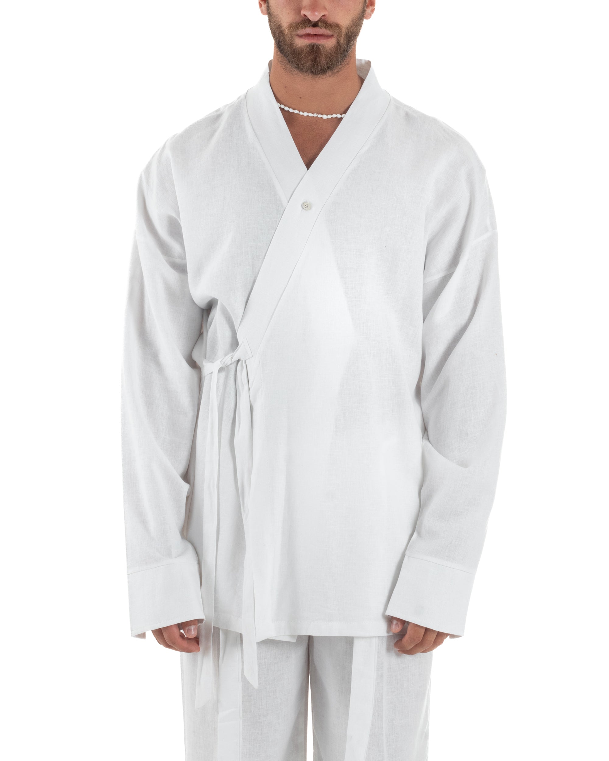 Men's Tracksuit Set PolyCotton Print Warm Tracksuit Hoodie Elastic Pants White GIOSAL-OU2482A