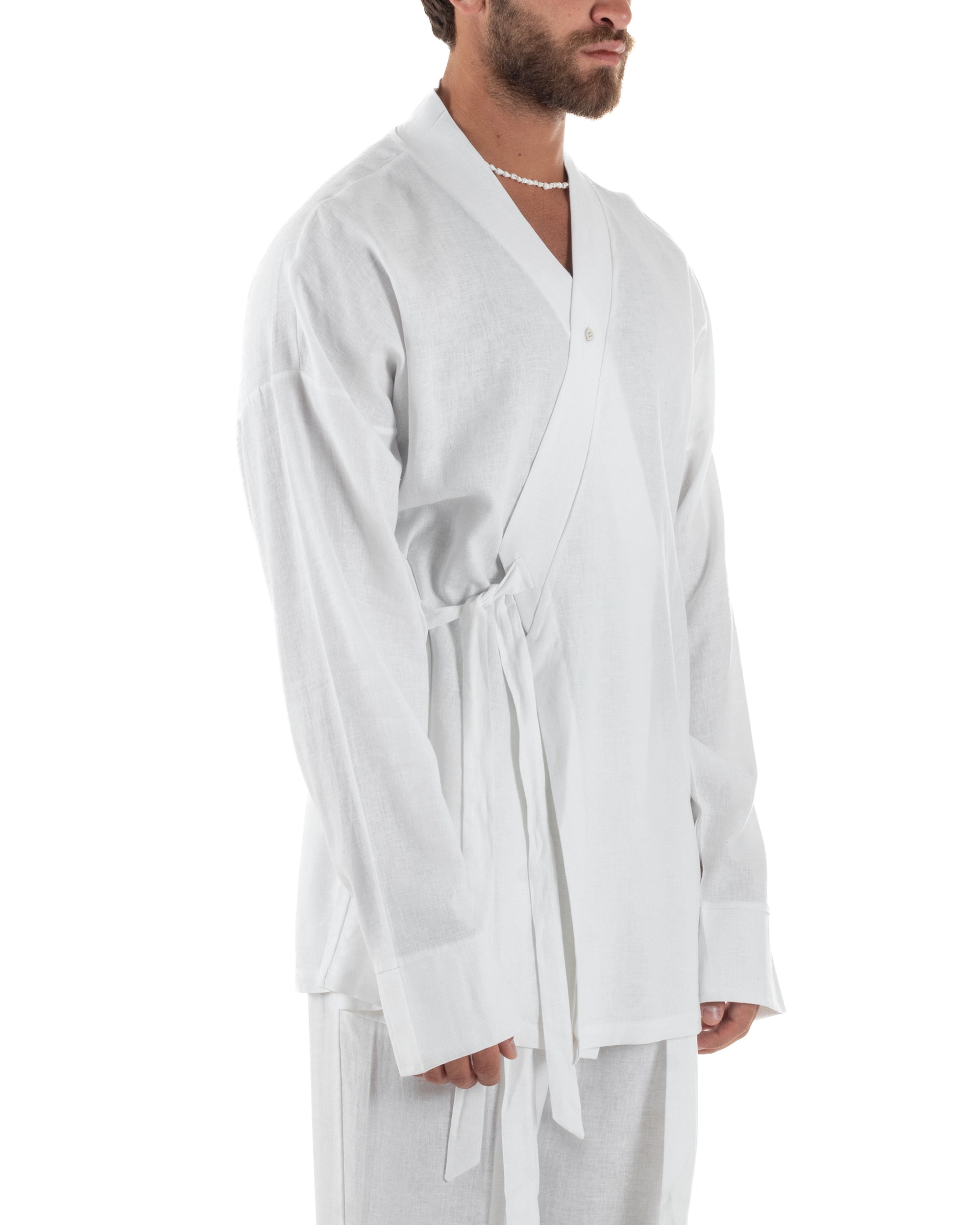 Men's Tracksuit Set PolyCotton Print Warm Tracksuit Hoodie Elastic Pants White GIOSAL-OU2482A
