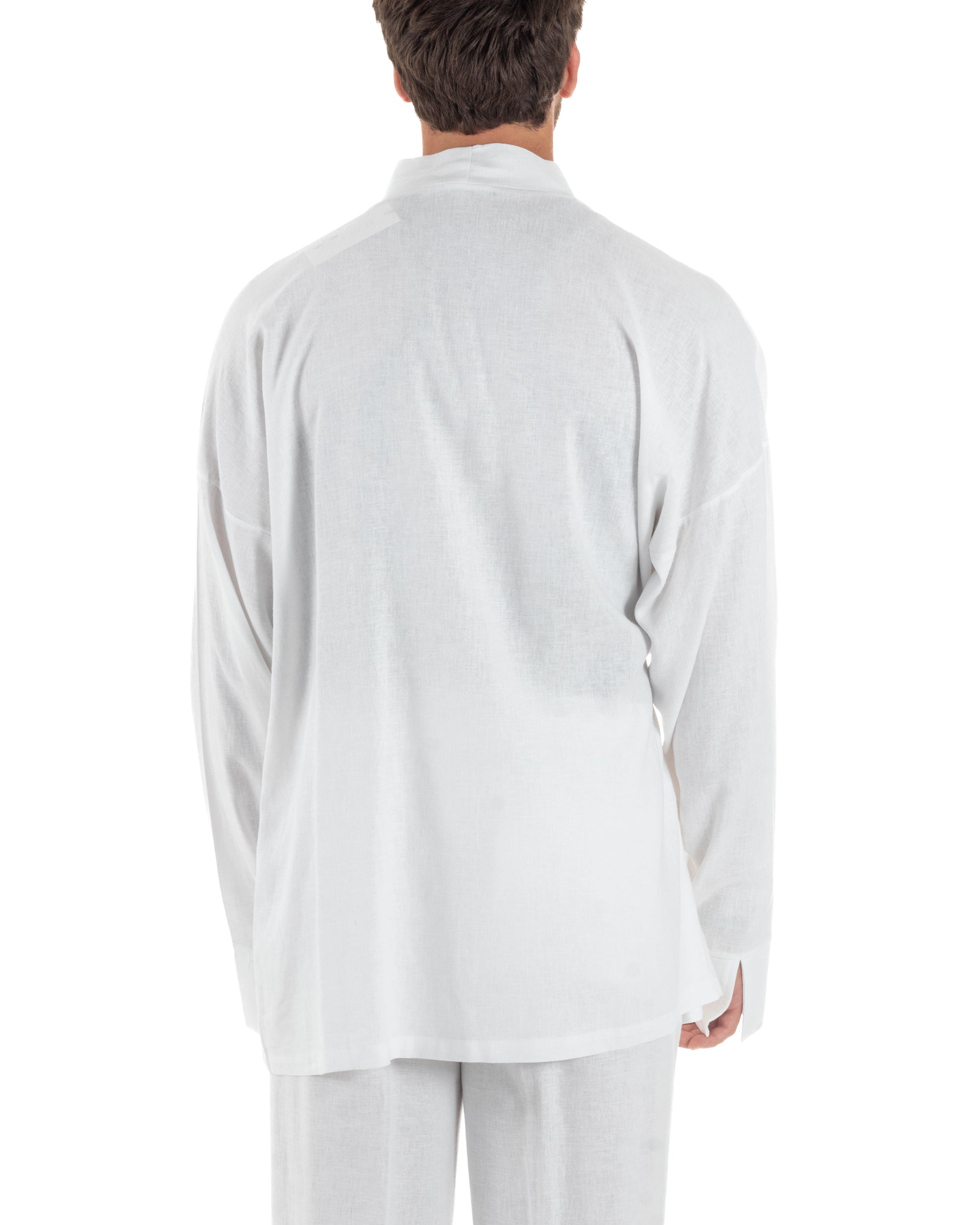 Men's Tracksuit Set PolyCotton Print Warm Tracksuit Hoodie Elastic Pants White GIOSAL-OU2482A