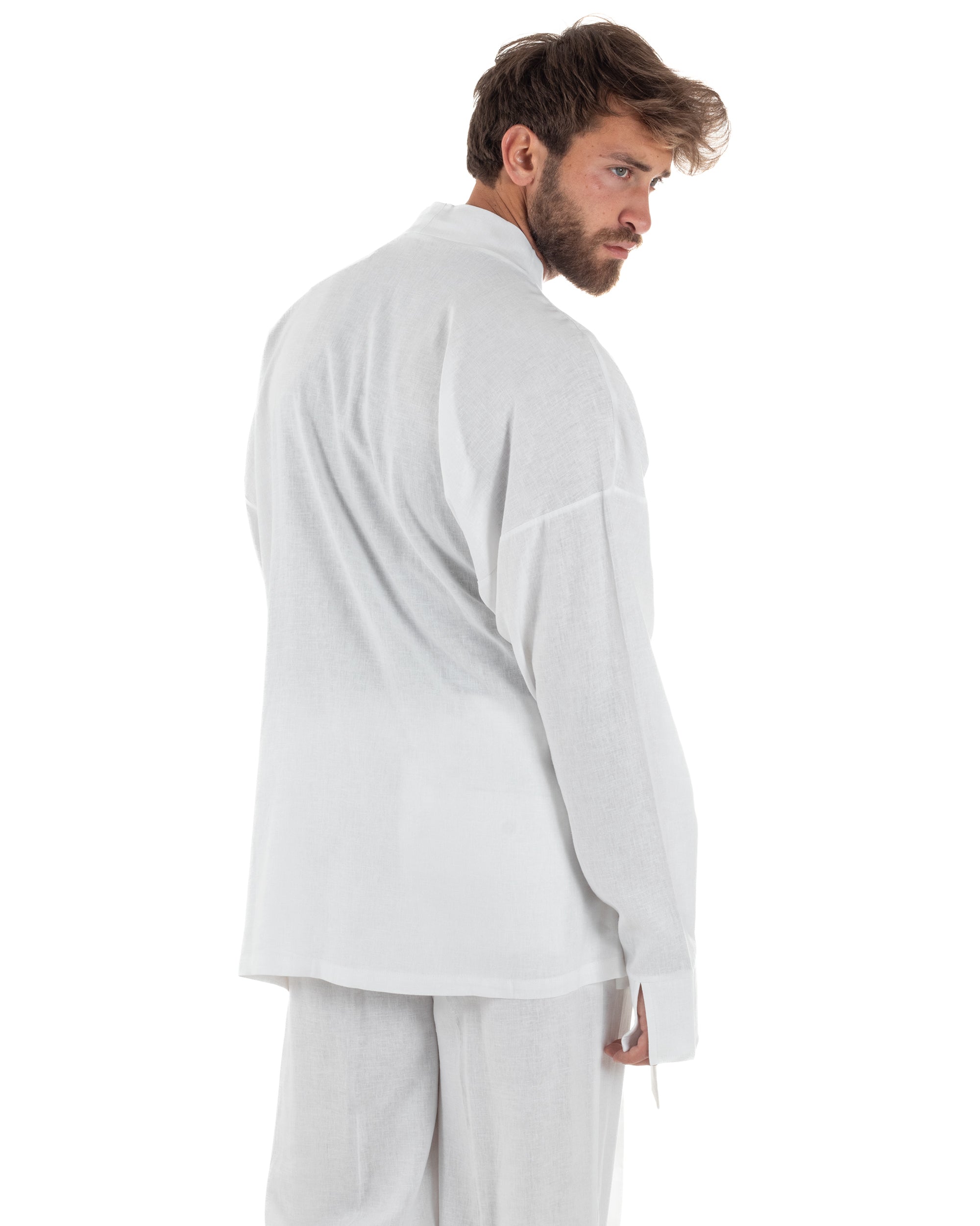 Men's Tracksuit Set PolyCotton Print Warm Tracksuit Hoodie Elastic Pants White GIOSAL-OU2482A