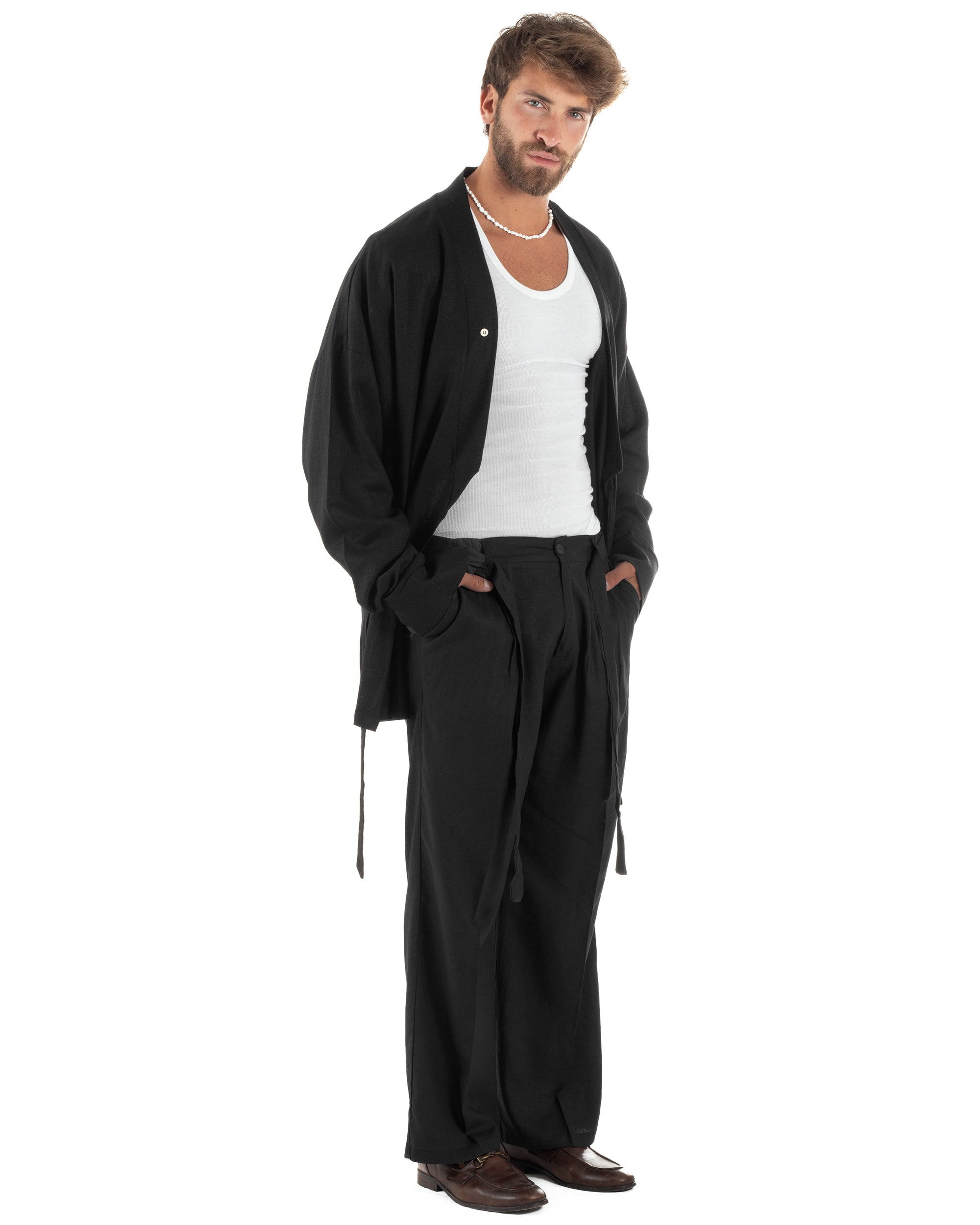 Men's Tracksuit Set PolyCotton Print Warm Tracksuit Hoodie Elastic Pants White GIOSAL-OU2482A