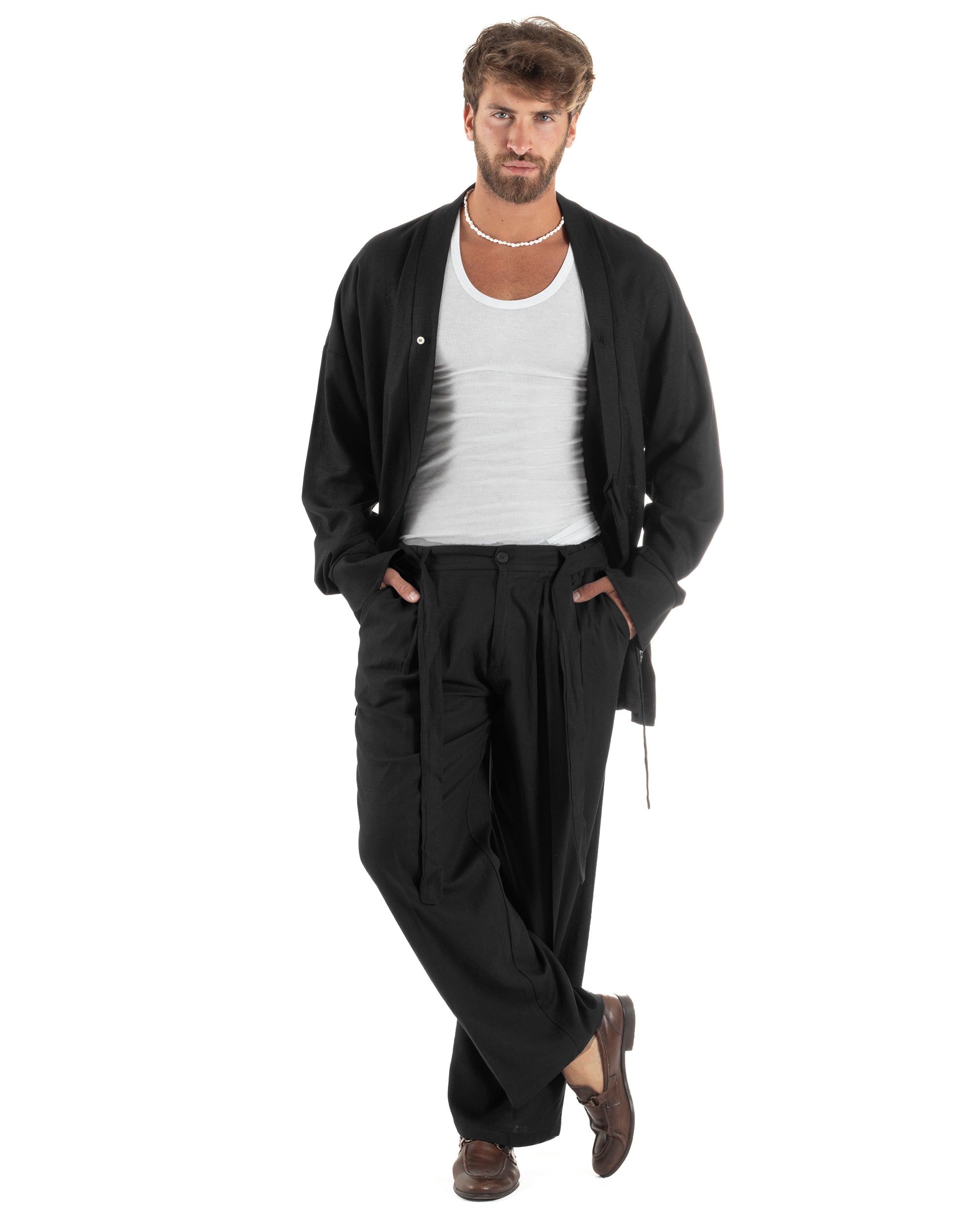 Men's Tracksuit Set PolyCotton Print Warm Tracksuit Hoodie Elastic Pants White GIOSAL-OU2482A