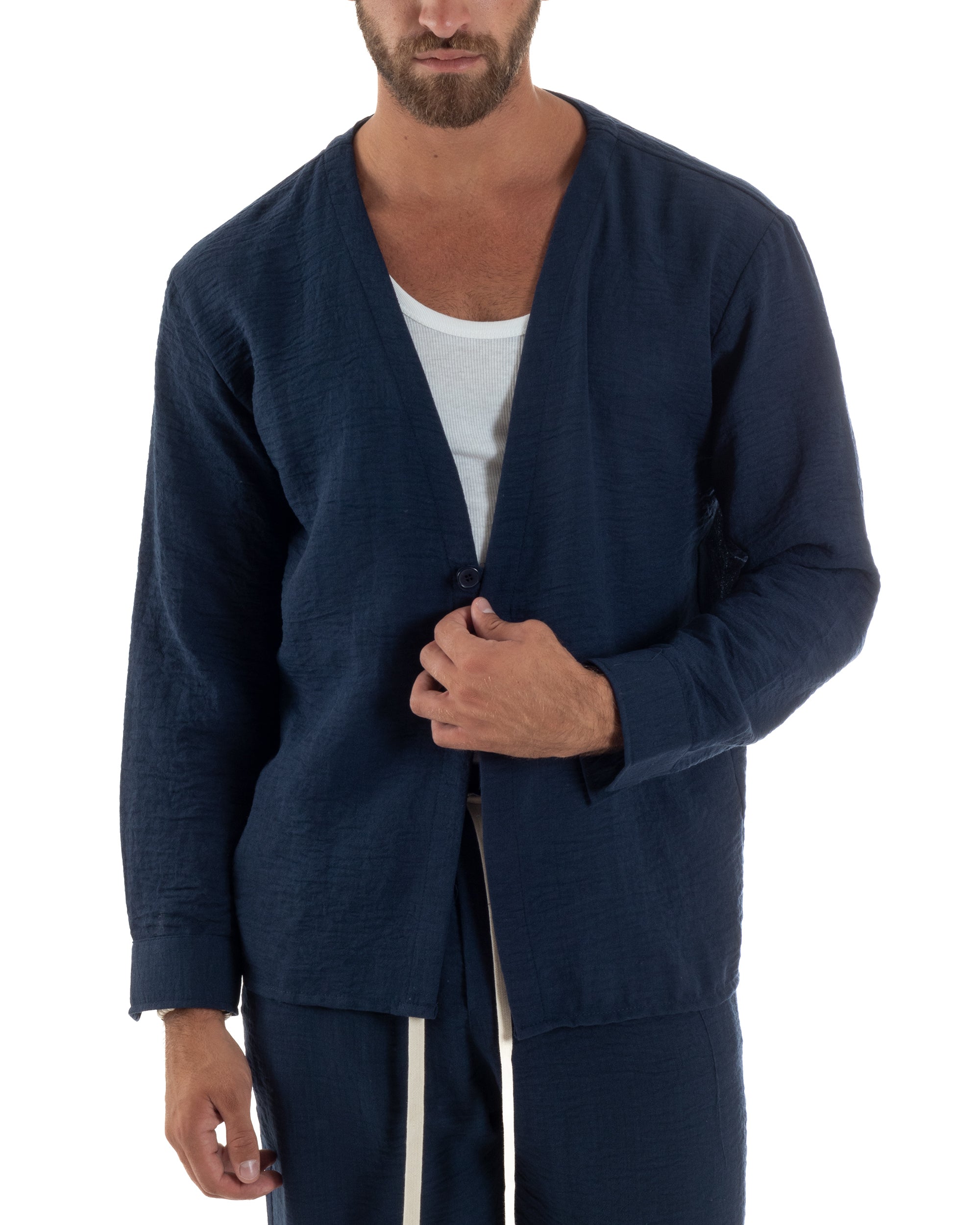 Coordinato Viscosa Fiammato Giacca Senza Rever Pantaloni Baggy OU2526A