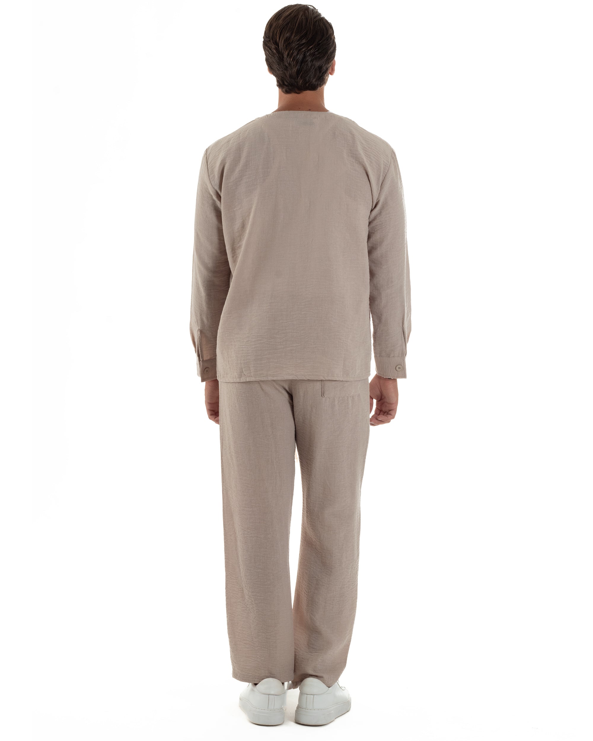 Coordinato Viscosa Fiammato Giacca Senza Rever Pantaloni Baggy OU2528A