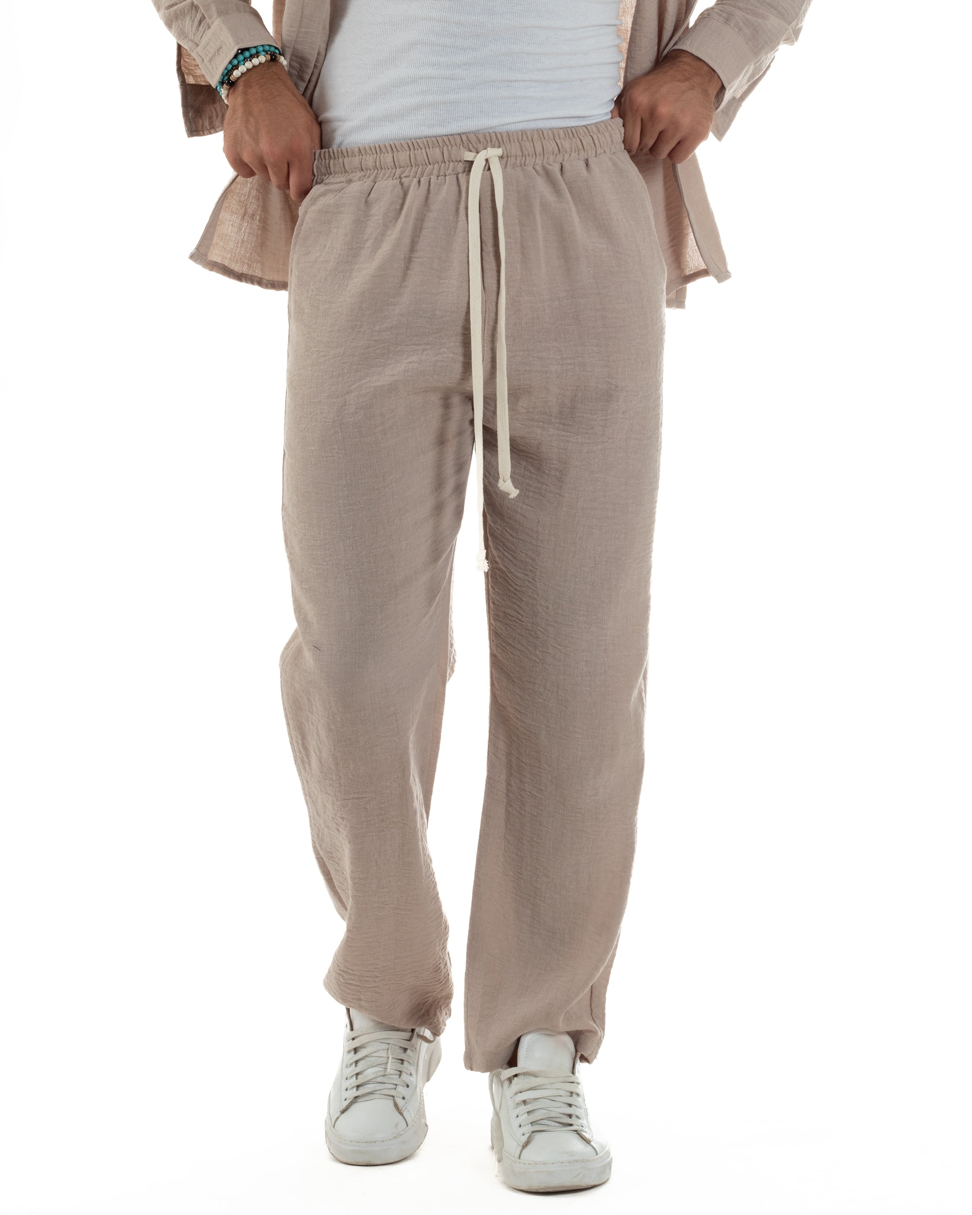 Coordinato Viscosa Fiammato Giacca Senza Rever Pantaloni Baggy OU2528A